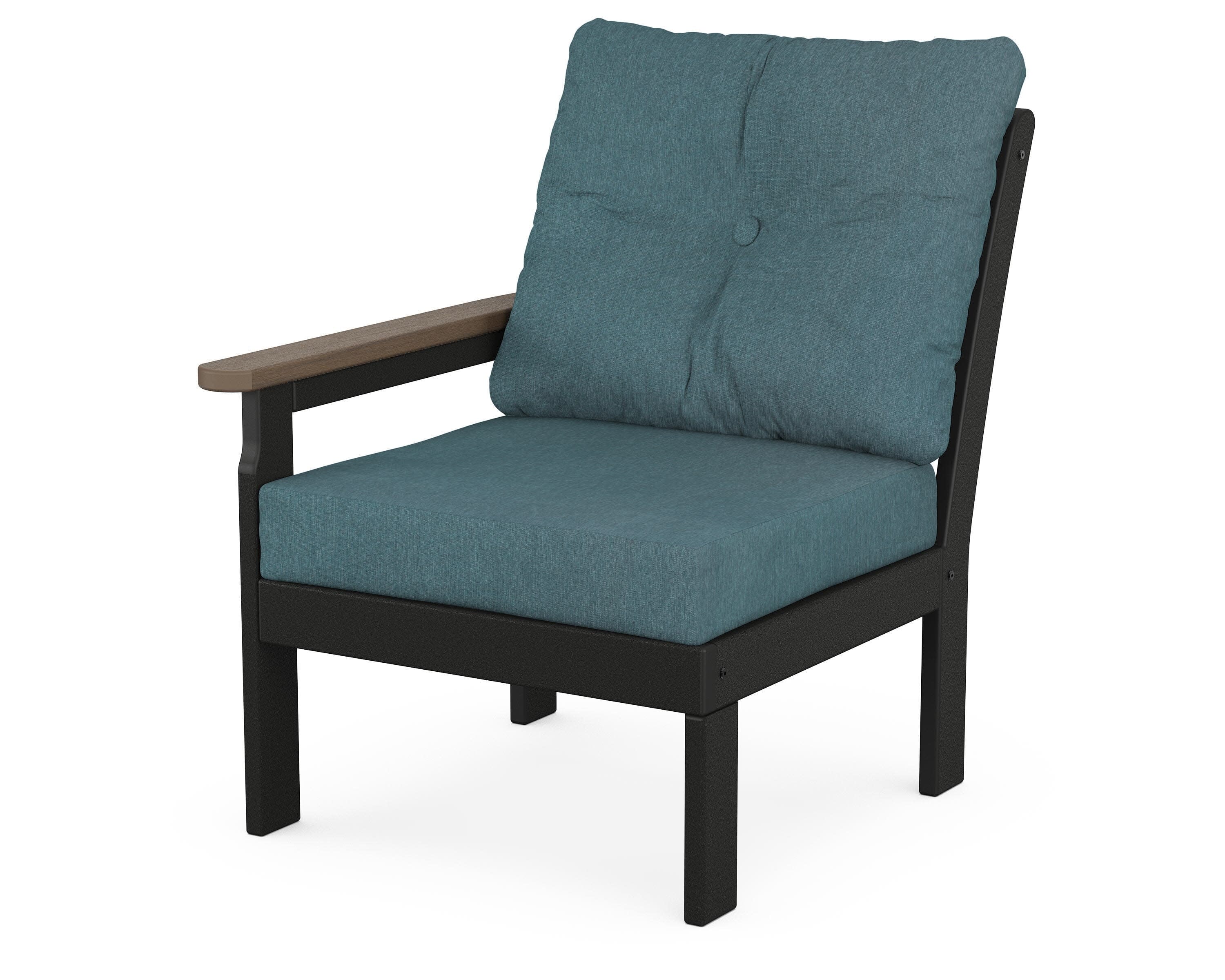 Vineyard Modular Left Arm Chair in Black / Kona / Ocean Teal