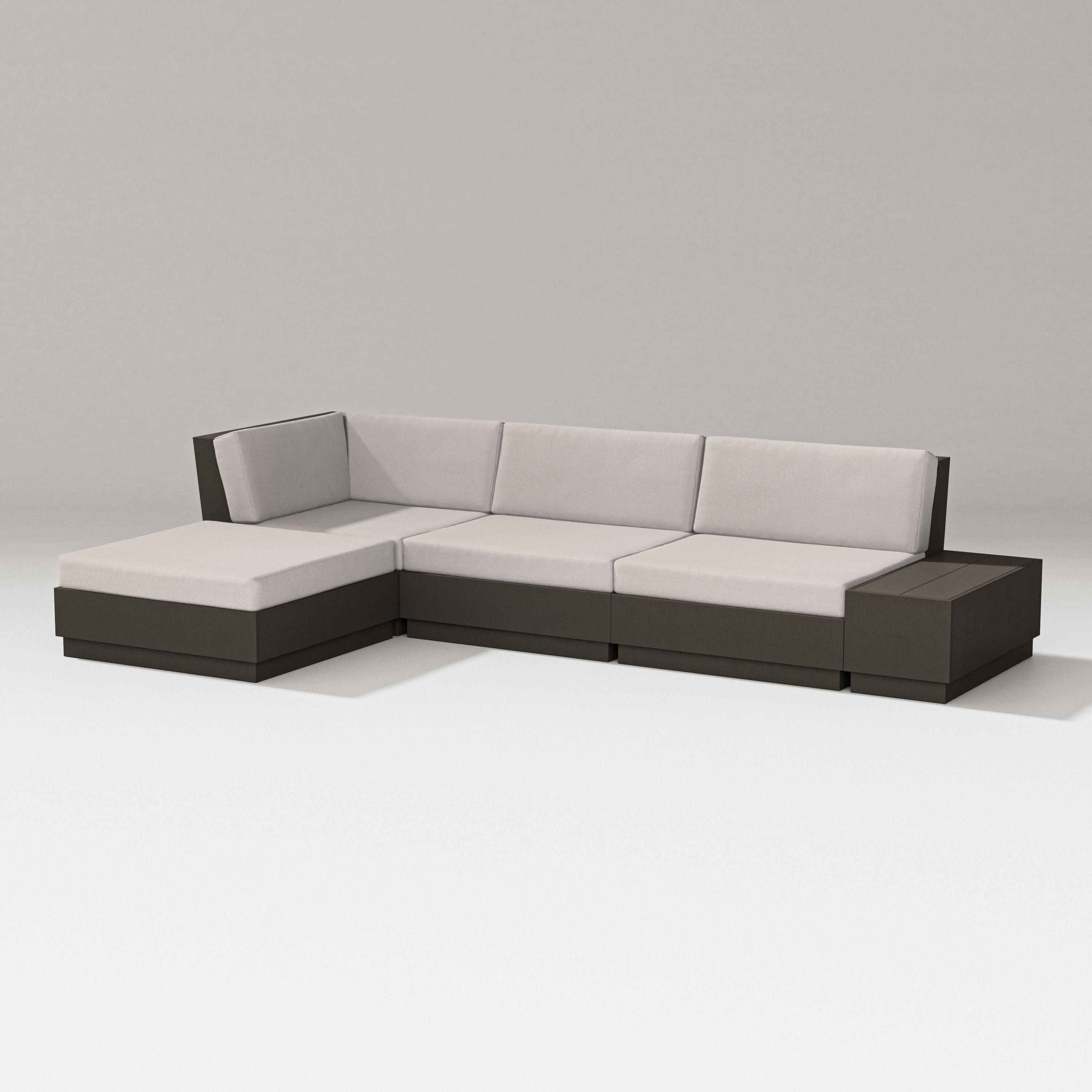 Elevate Chaise Sectional in Vintage Coffee / Dune Burlap