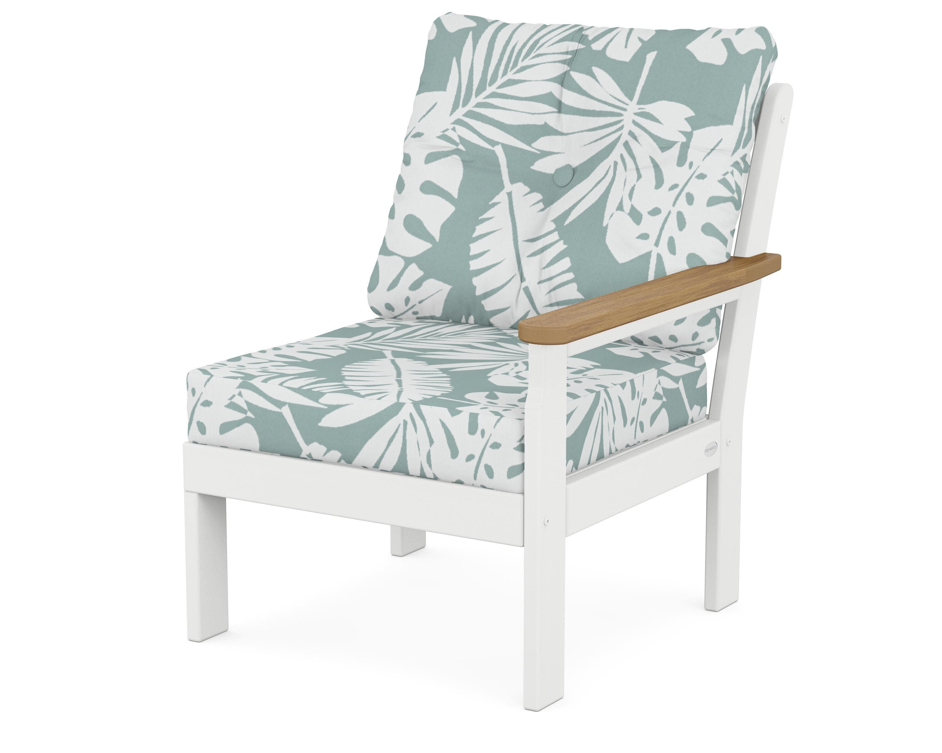 Vineyard Modular Right Arm Chair in White / Natural / Leaf Glacier Spa