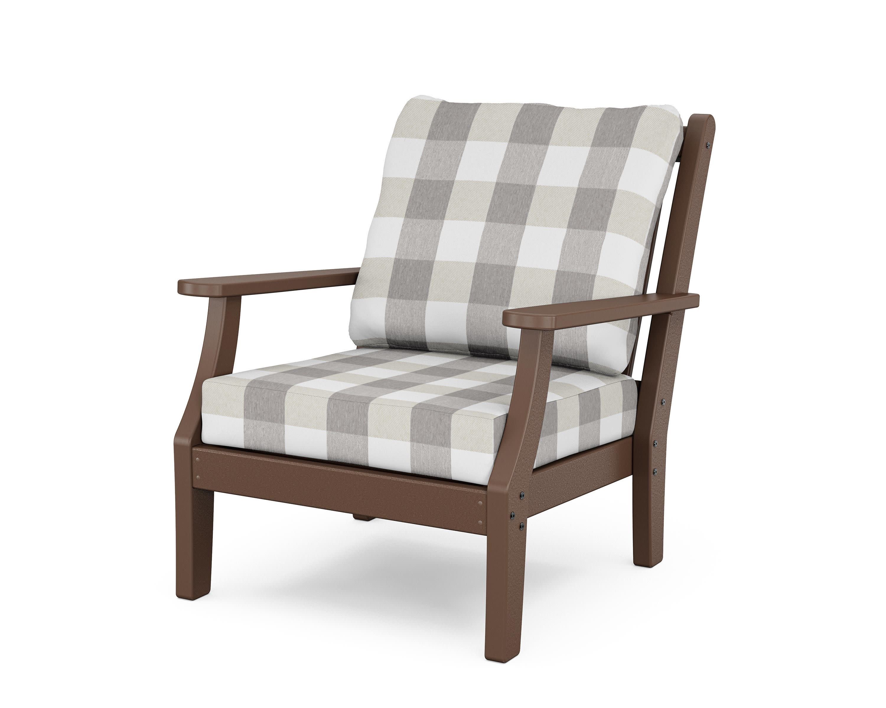 Wovendale Deep Seating Chair in Mahogany / Buffalo Plaid Grey Mist