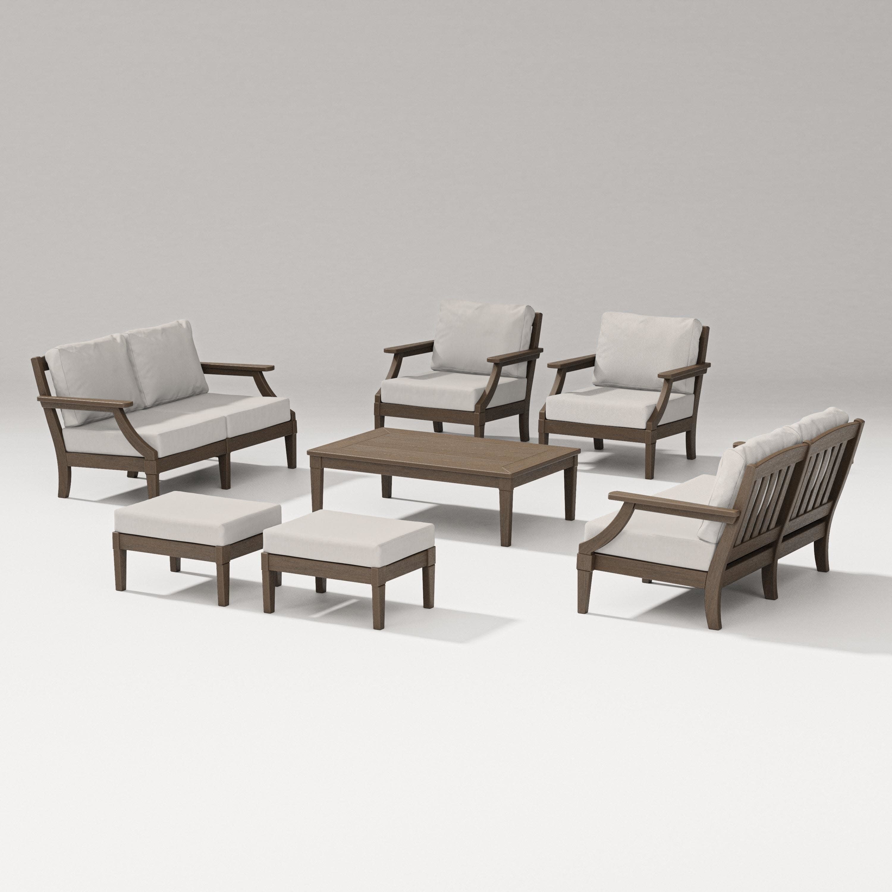 Estate 7-Piece Lounge Loveseat Set in Kona / Cast Ash