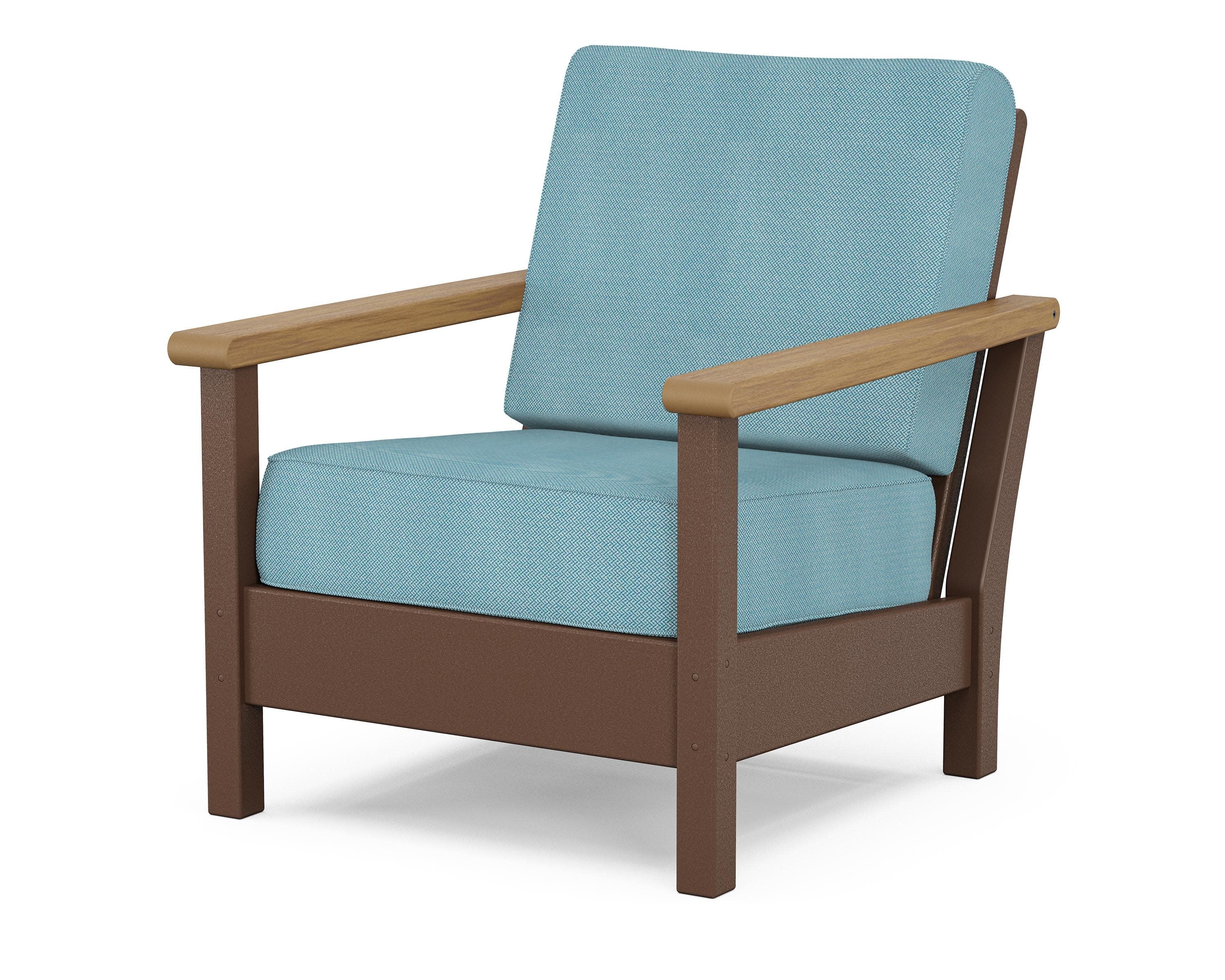 Harbour Deep Seating Chair in Mahogany / Natural / Lattice Sky Blue
