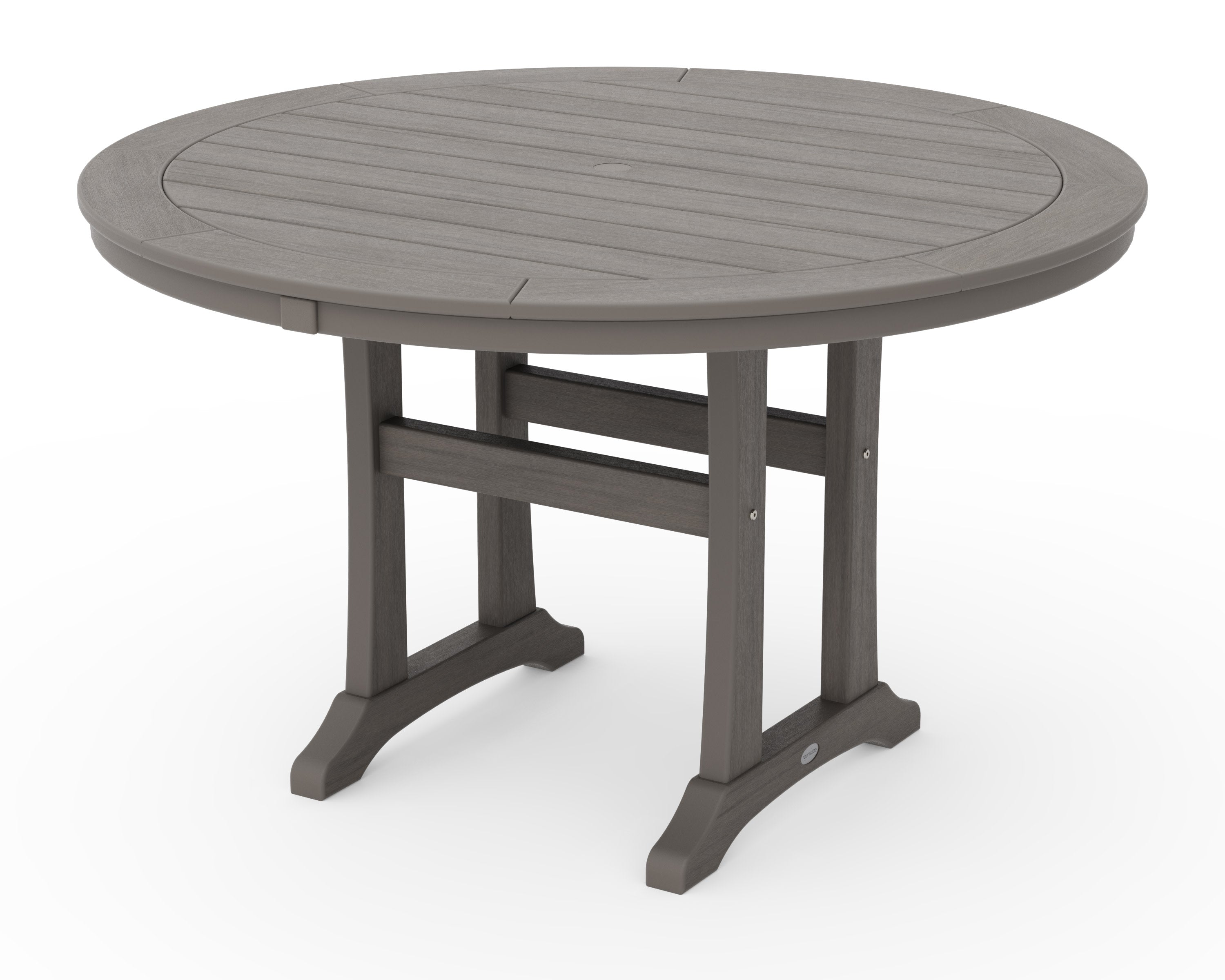 Nautical Trestle 48" Round Dining Table in Driftwood