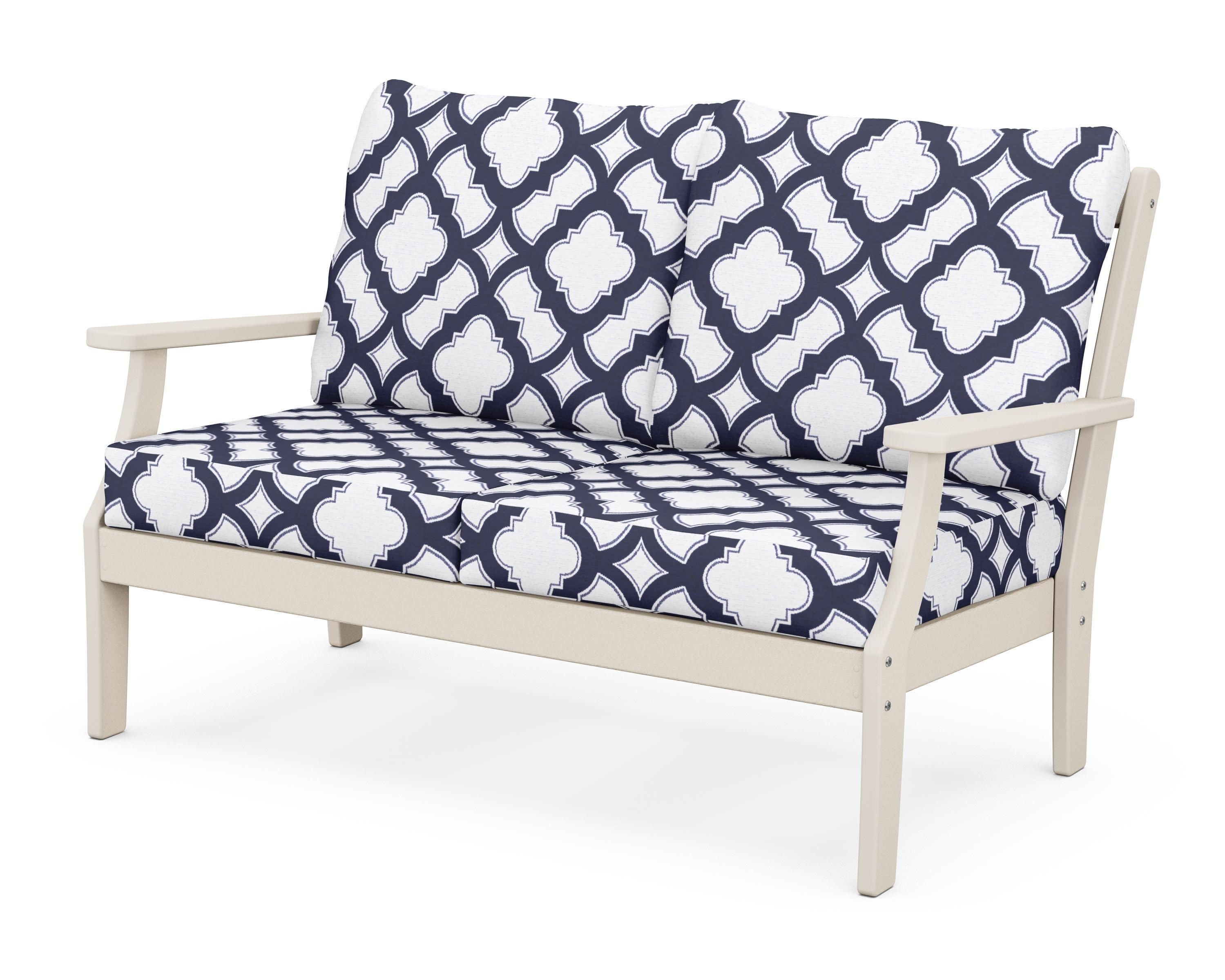 Braxton Deep Seating Loveseat in Sand / Trellis Navy