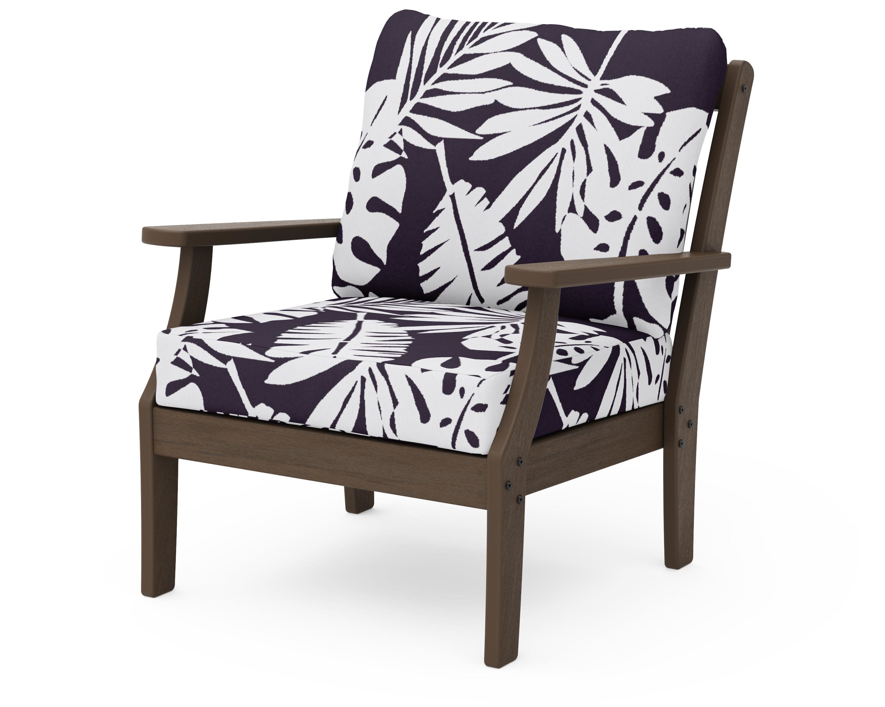 Braxton Deep Seating Chair in Kona / Leaf Navy