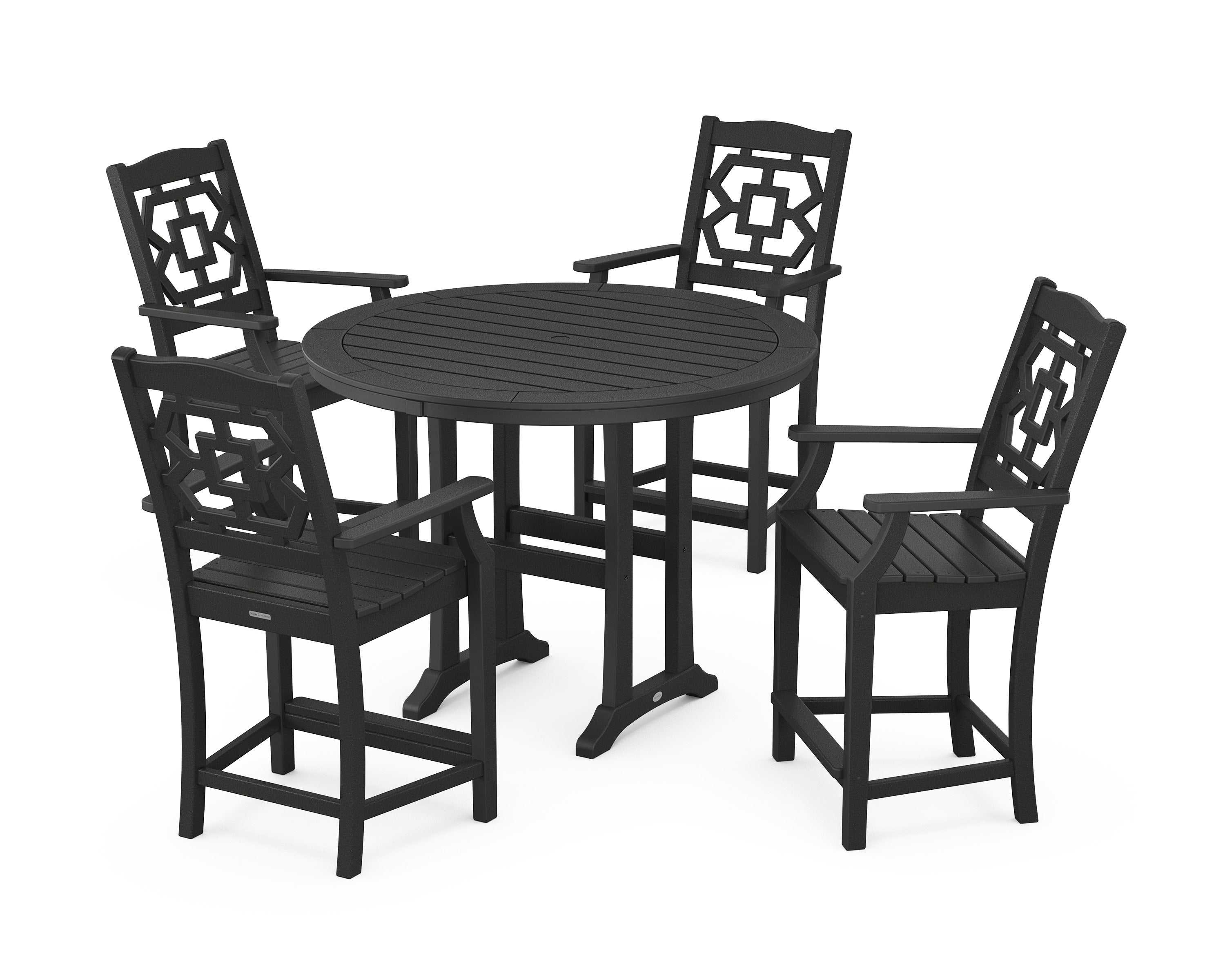 Chinoiserie 5-Piece Round Counter Set in Black