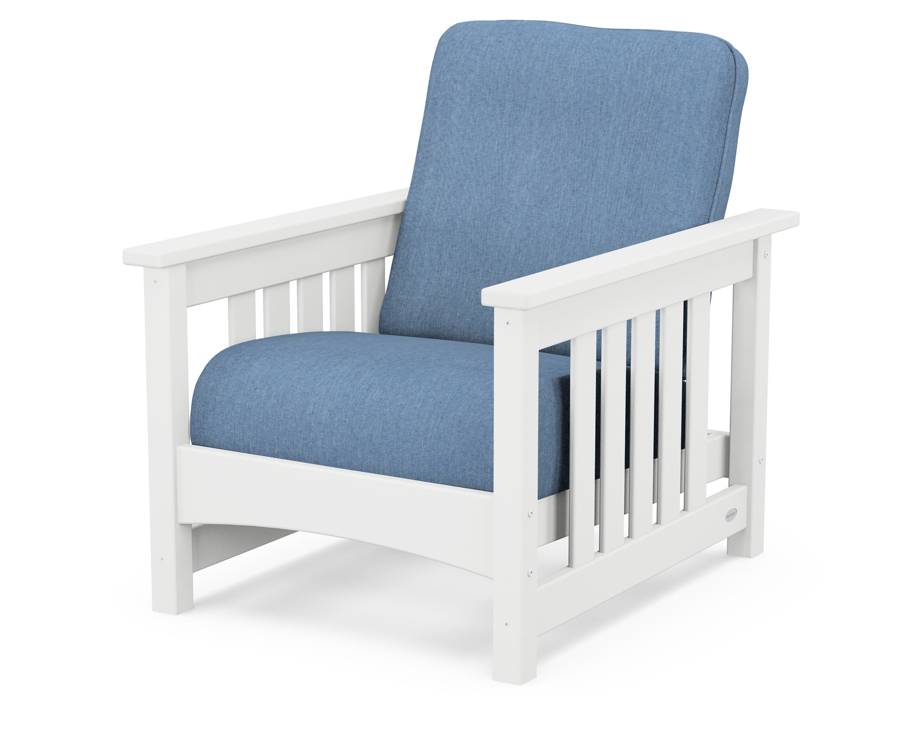 Club Mission Chair in White / Sky Blue
