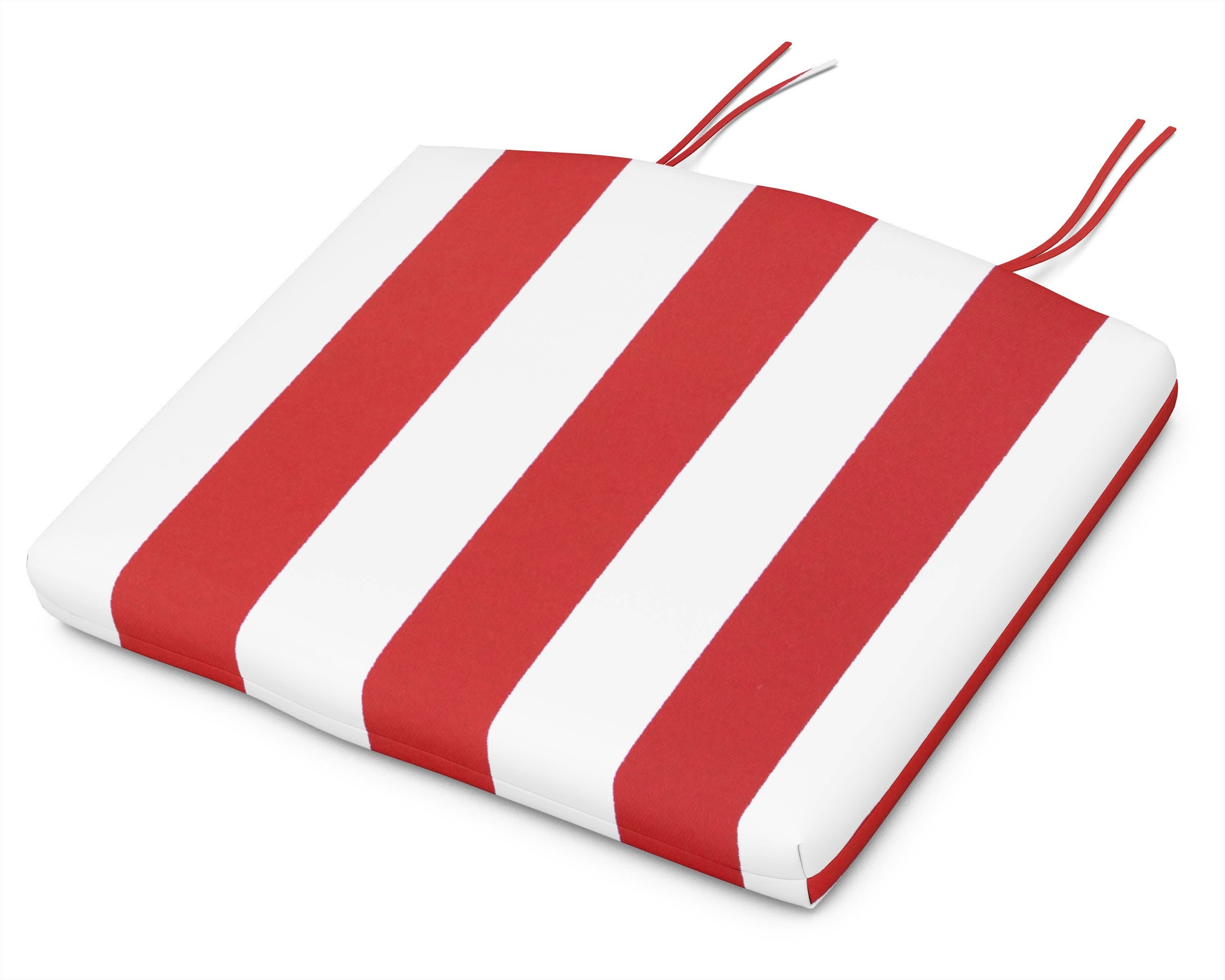 Seat Cushion - 17.80"D x 19"W x 2.5"H in Cabana Stripe Crimson