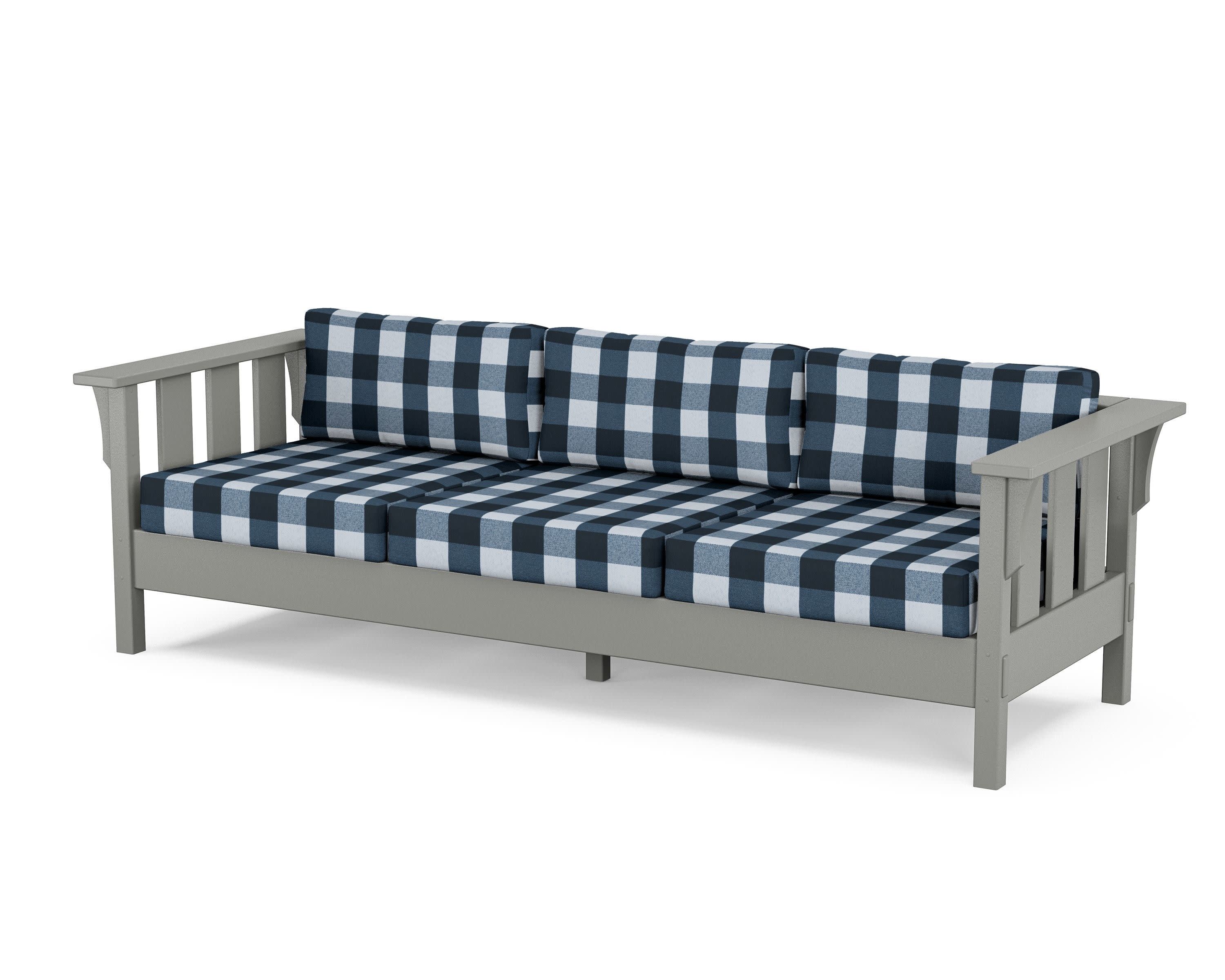 Acadia Deep Seating Sofa in Slate Grey / Buffalo Plaid Marine Indigo