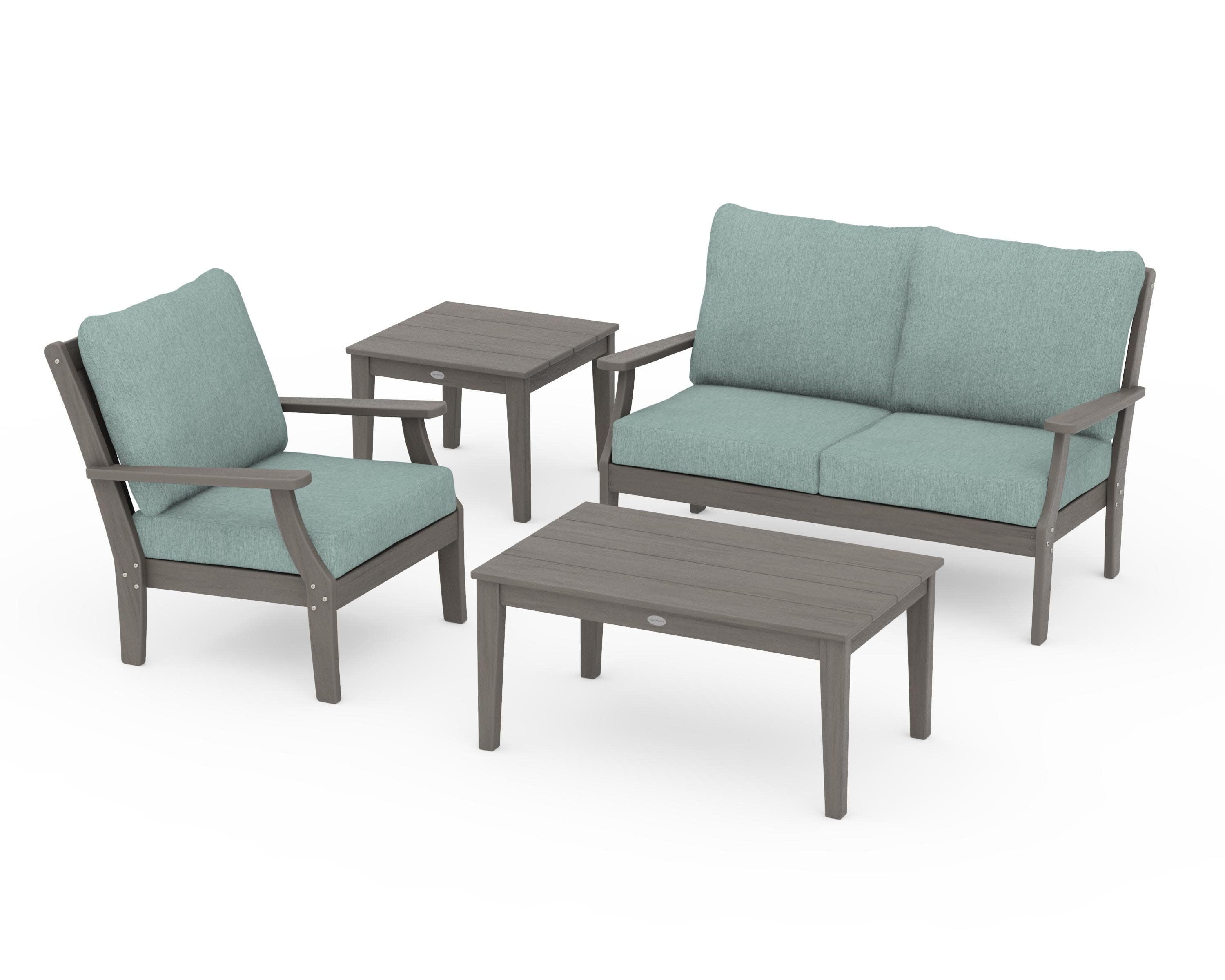 Braxton 4-Piece Deep Seating Set in Driftwood / Glacier Spa