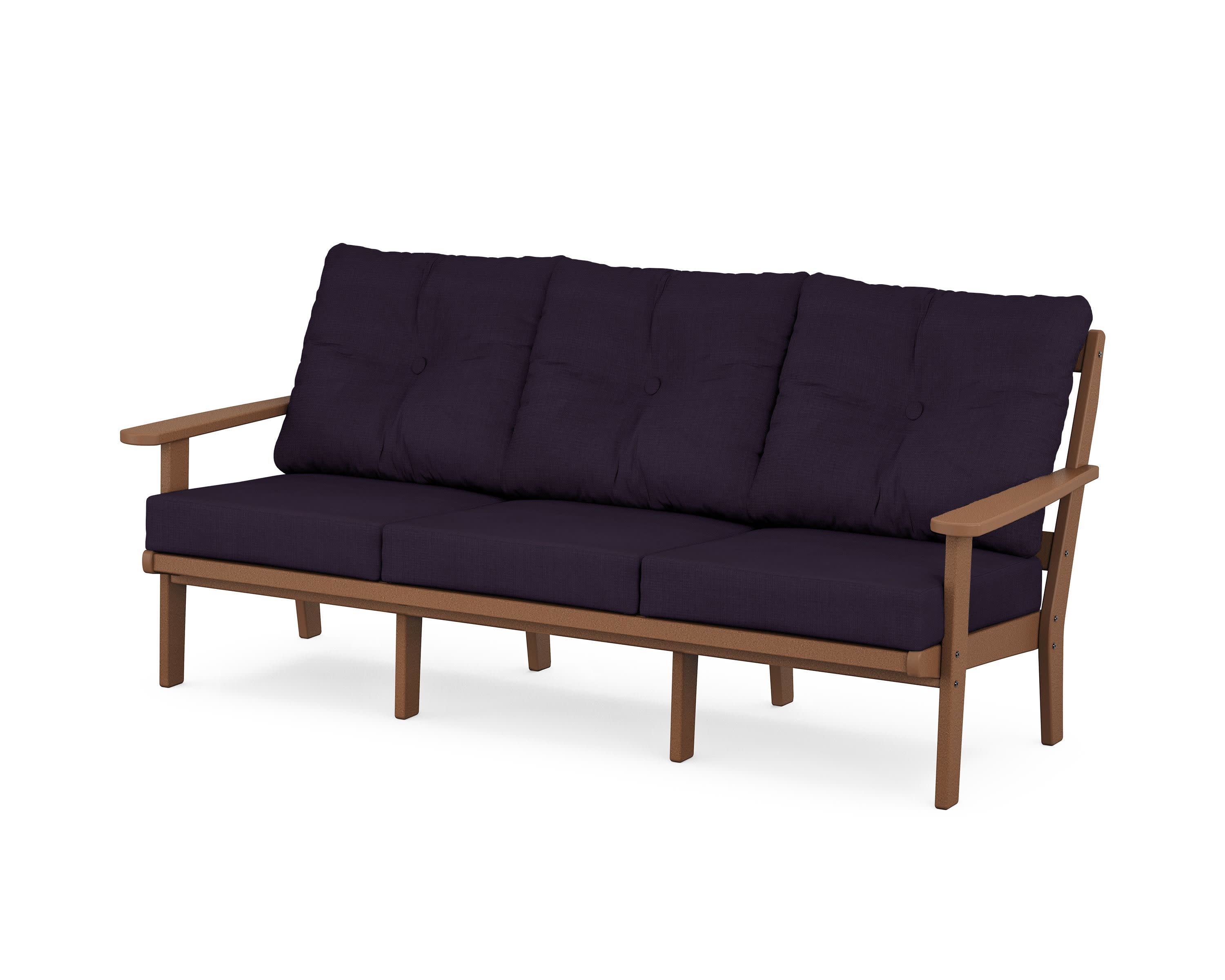 Mission Deep Seating Sofa in Teak / Navy Linen