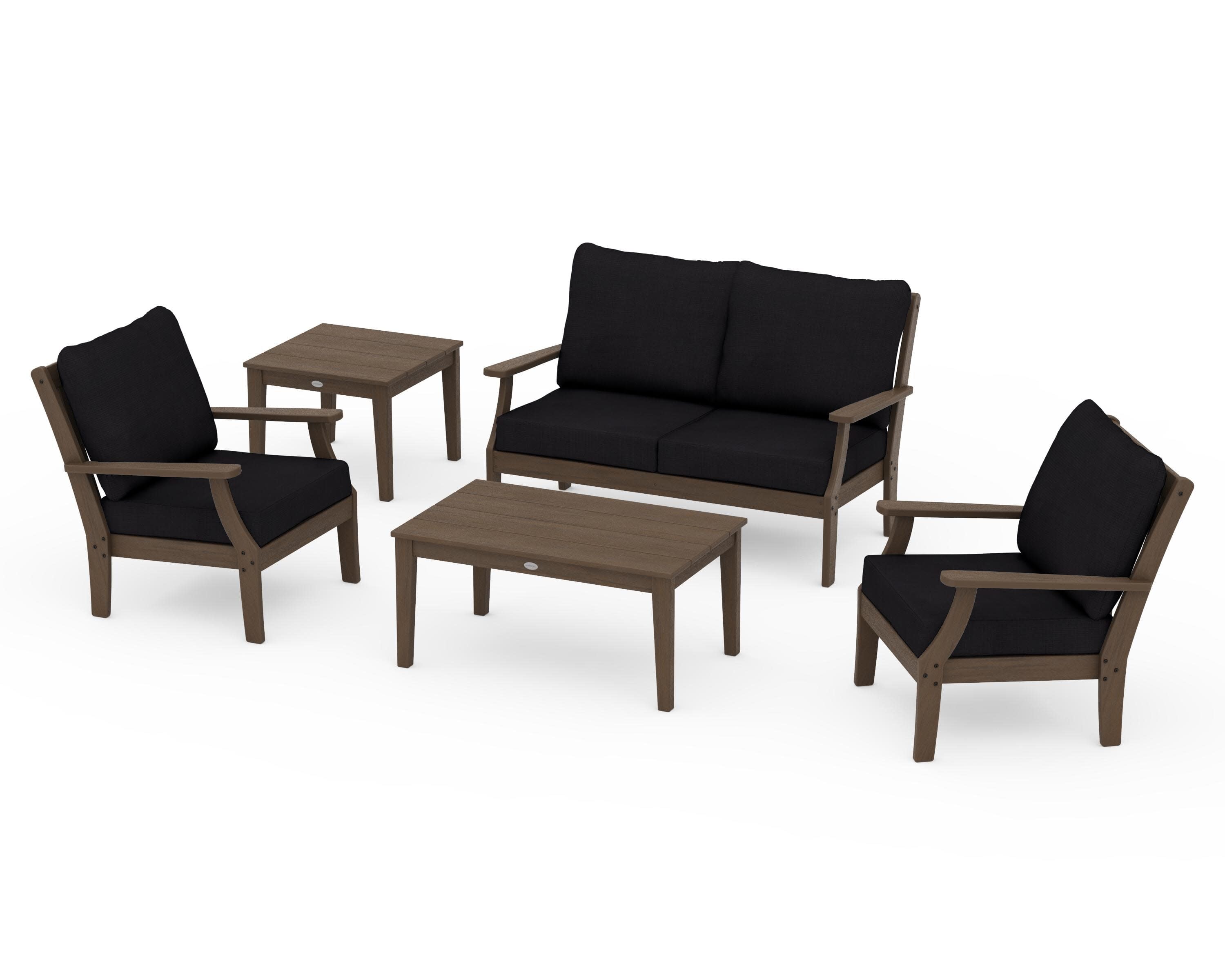 Braxton 5-Piece Deep Seating Set in Kona / Midnight Linen