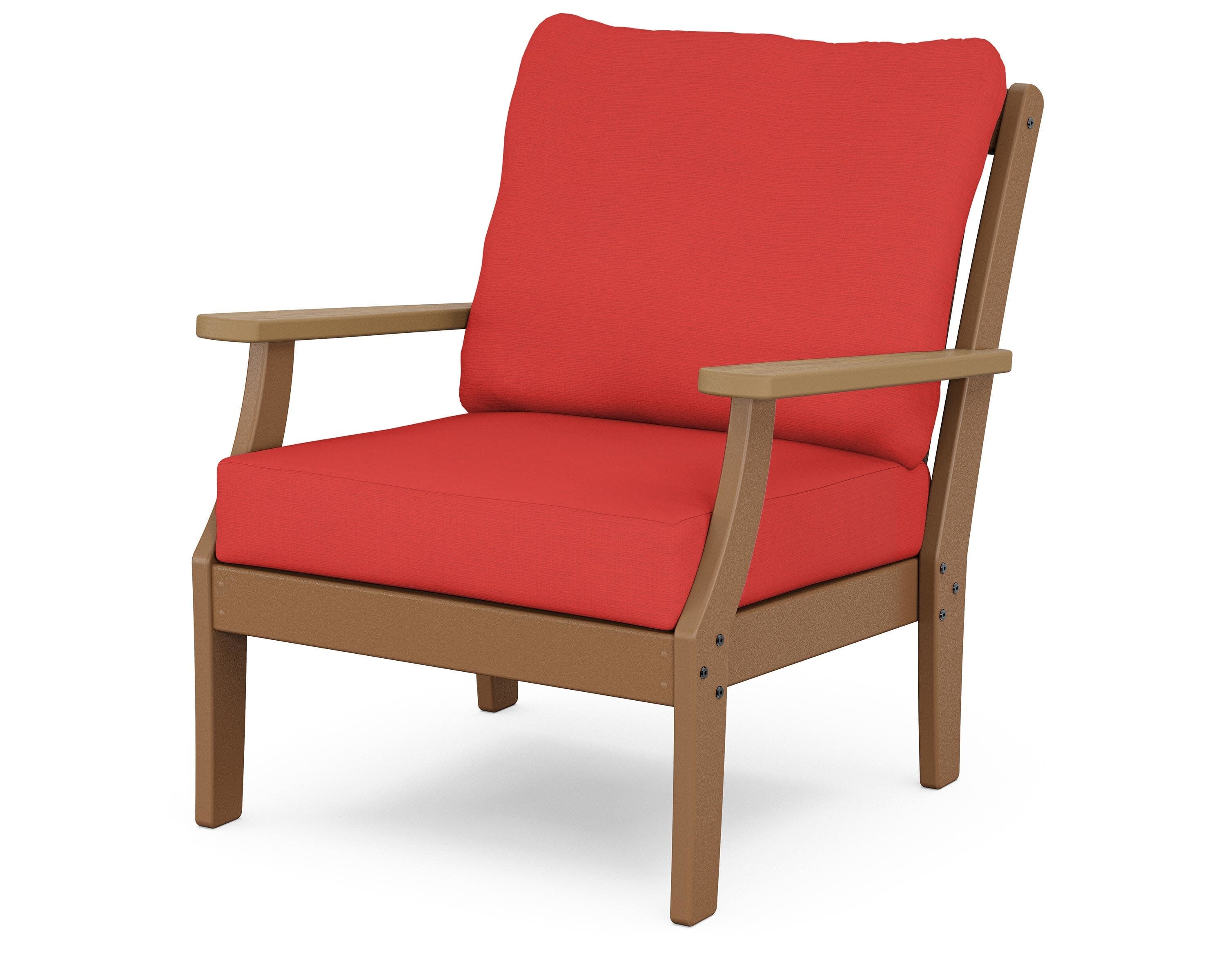 Braxton Deep Seating Chair in Teak / Natural / Crimson Linen