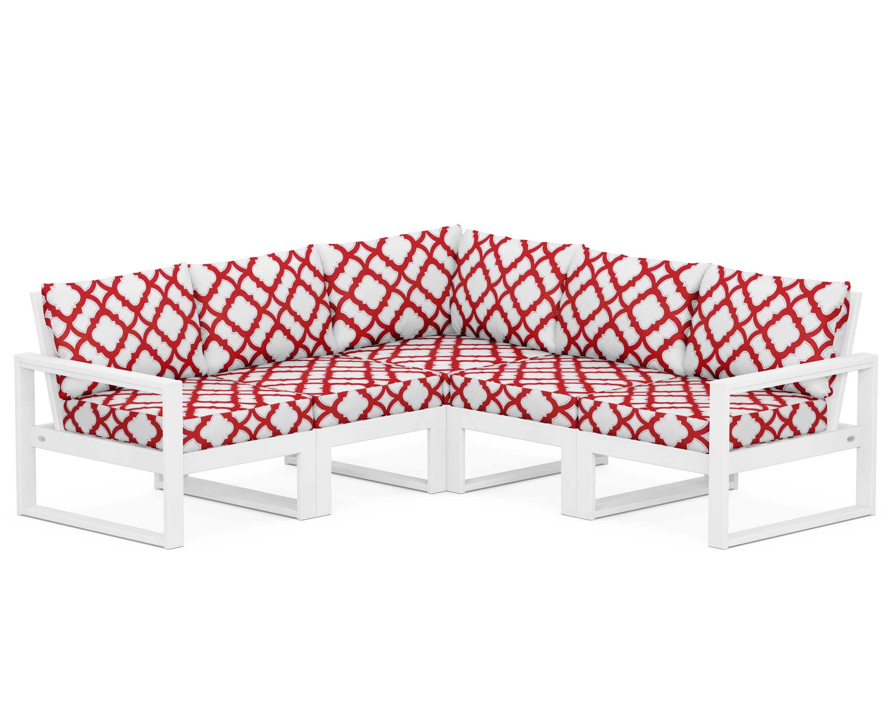 EDGE 5-Piece Modular Deep Seating Set in White / Trellis Crimson