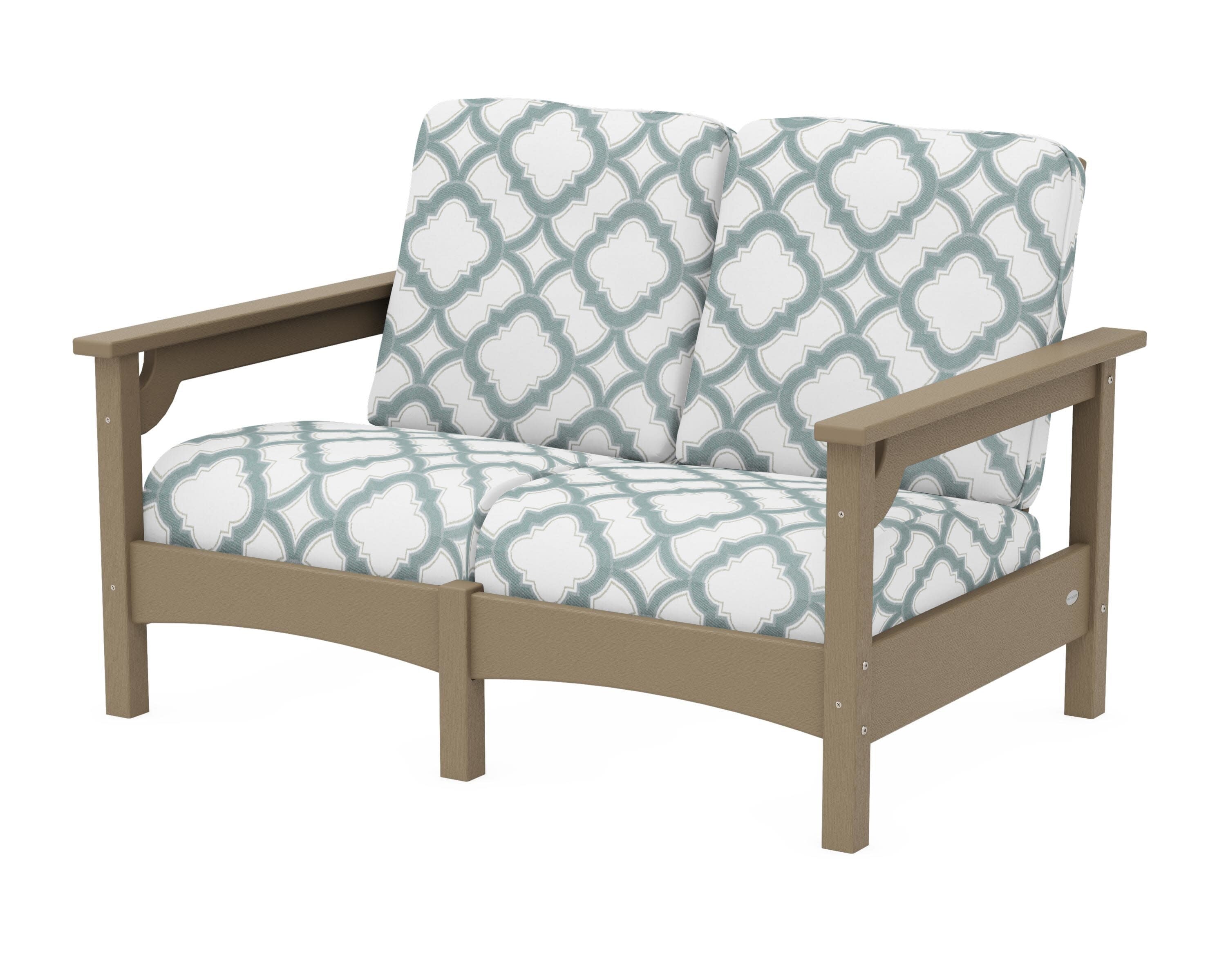 Club Loveseat in Vintage Sahara / Trellis Glacier Spa