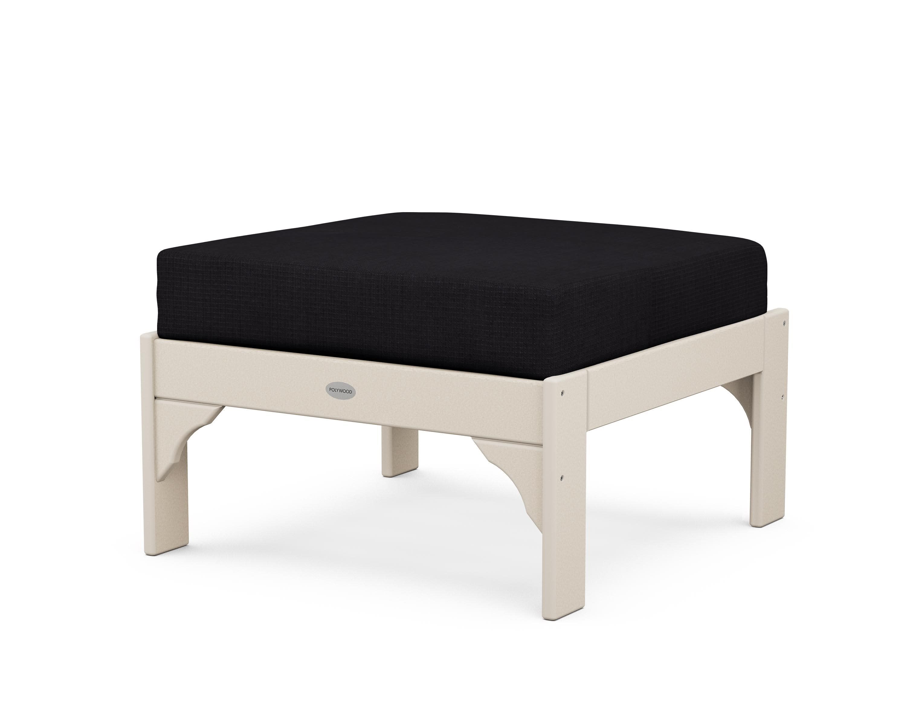 Vineyard Deep Seating Ottoman in Sand / Midnight Linen