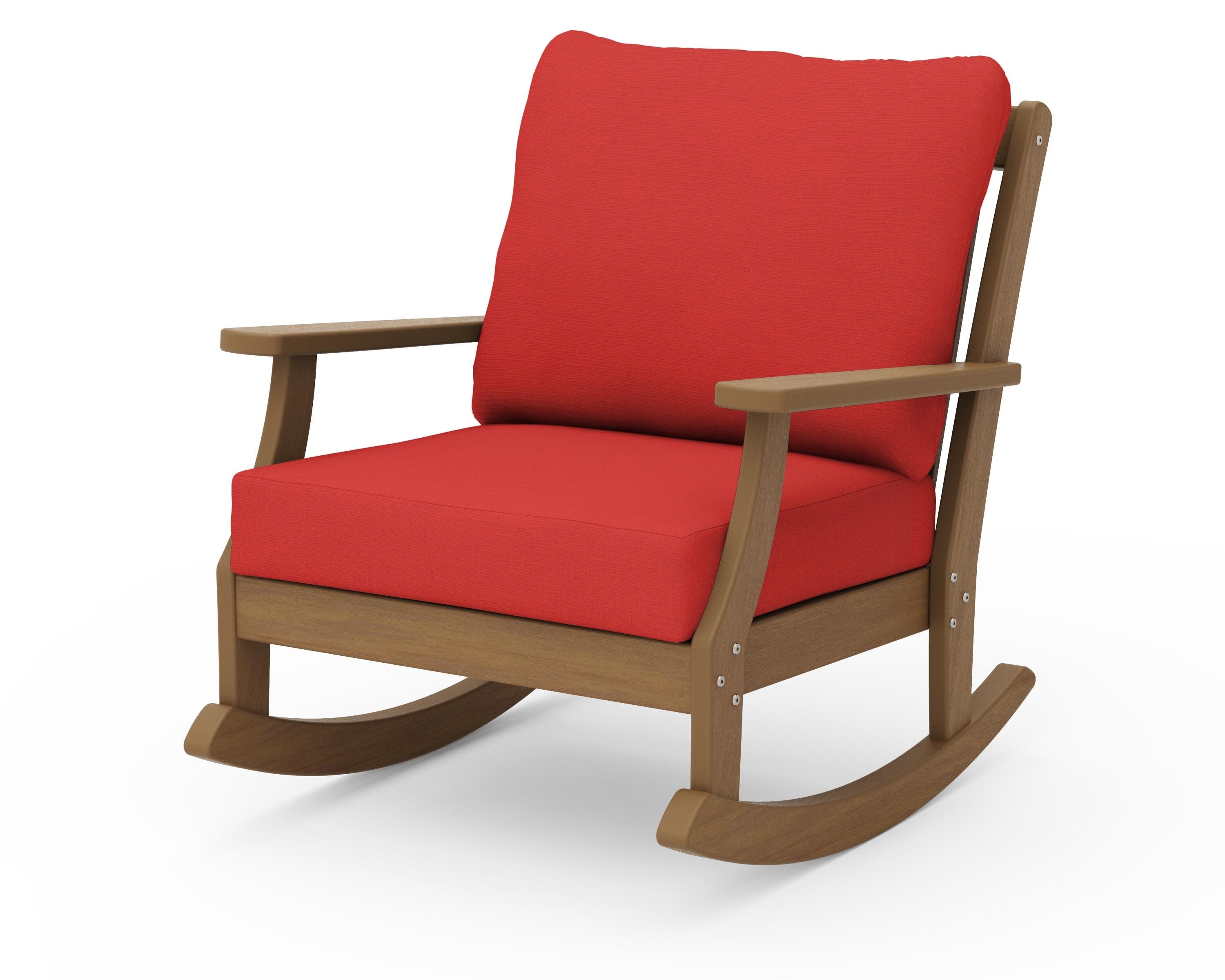 Braxton Deep Seating Rocking Chair in Natural / Crimson Linen