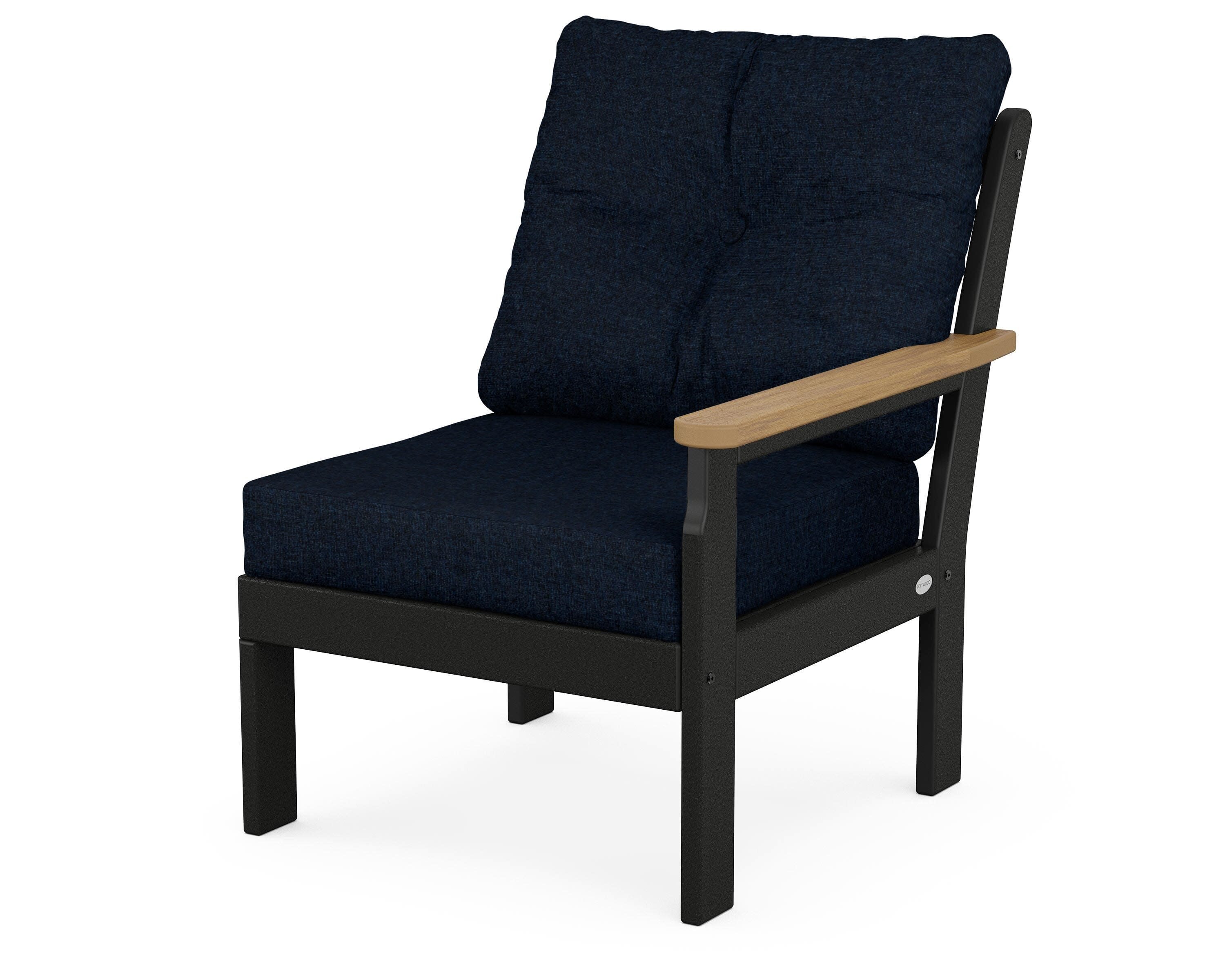 Vineyard Modular Right Arm Chair in Black / Natural / Marine Indigo