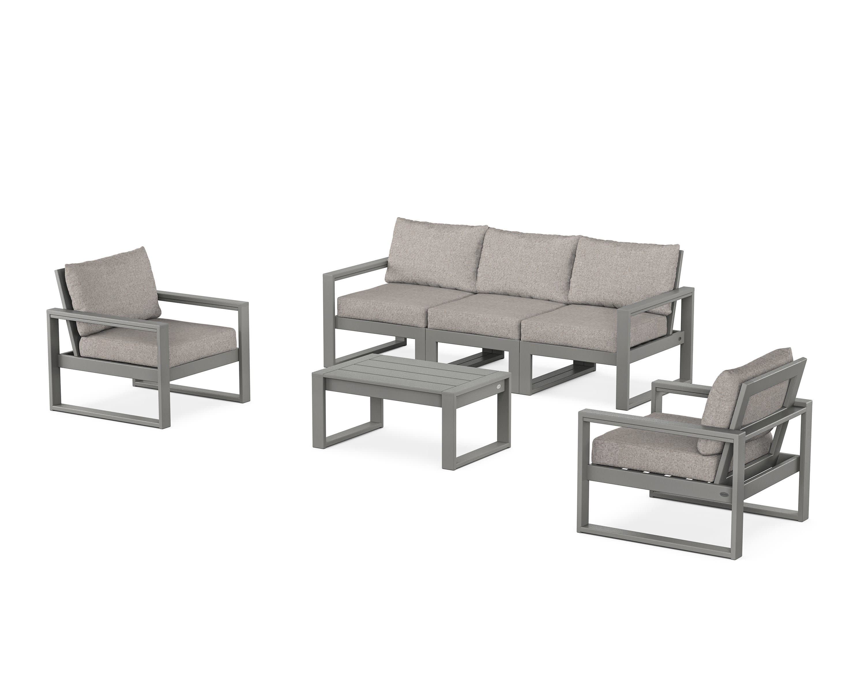 EDGE Sectional 4-Piece Deep Seating Set with Sofa in Slate Grey / Weathered Tweed