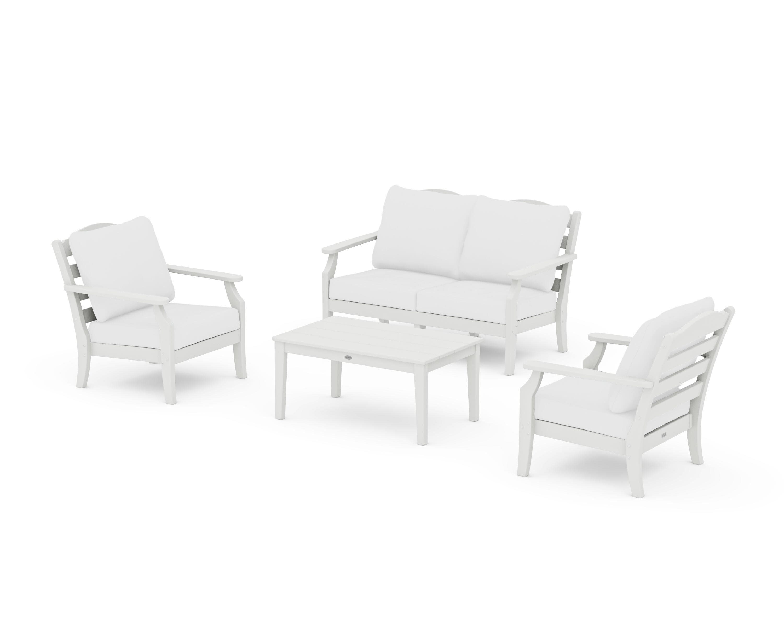 Savannah 4-Piece Deep Seating Set with Loveseat in Vintage White / Natural