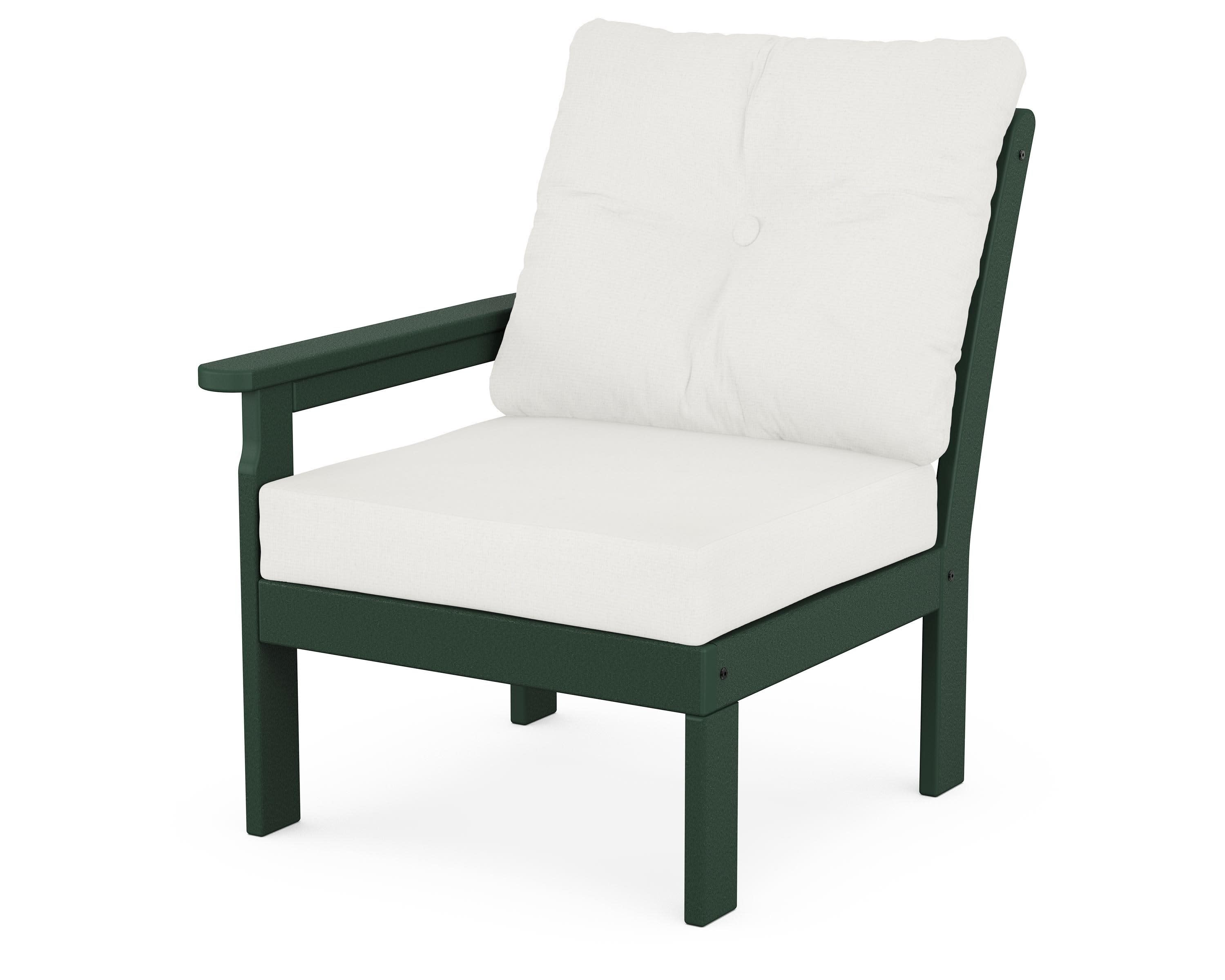 Vineyard Modular Left Arm Chair in Green / Natural Linen