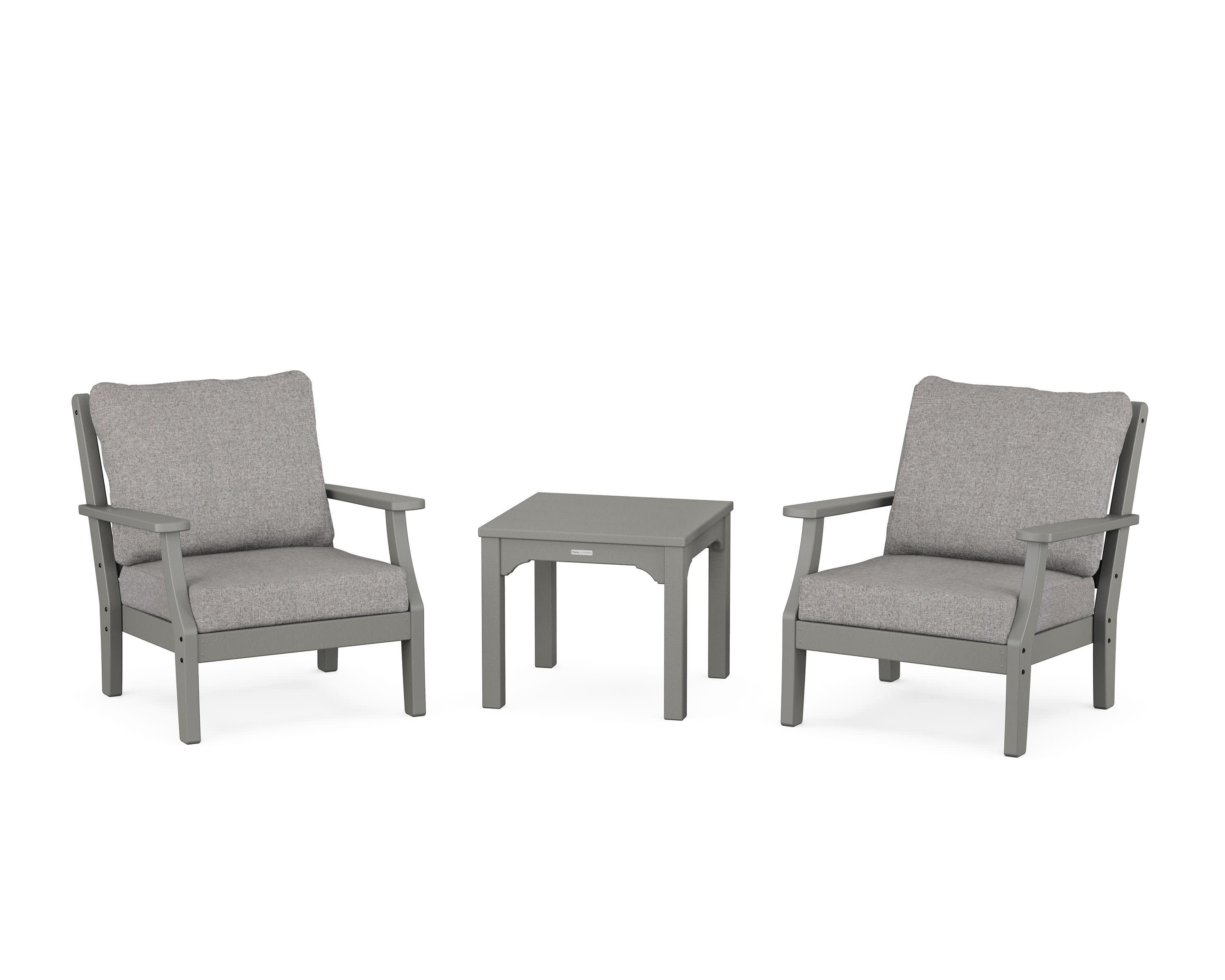 Chinoiserie 3-Piece Deep Seating Set in Slate Grey / Grey Mist