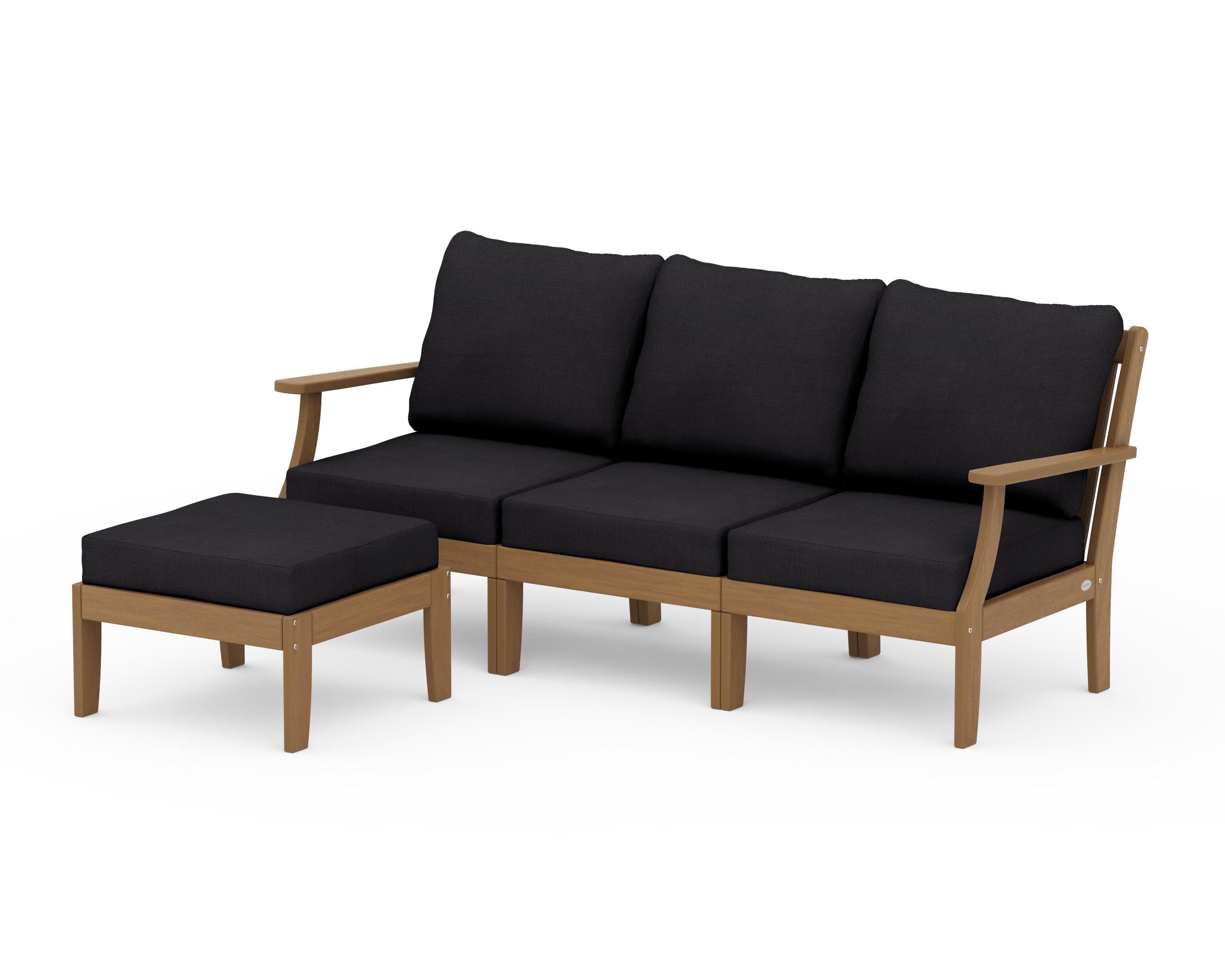 Braxton Modular 4-Piece Deep Seating Set with Ottoman in Natural / Midnight Linen