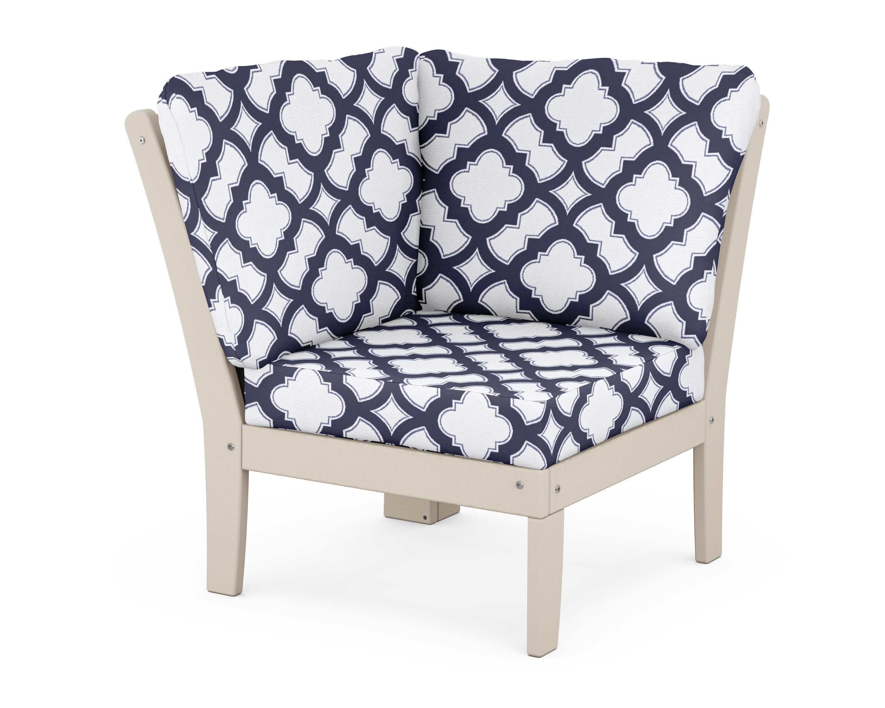 Braxton Modular Corner Chair in Sand / Trellis Navy