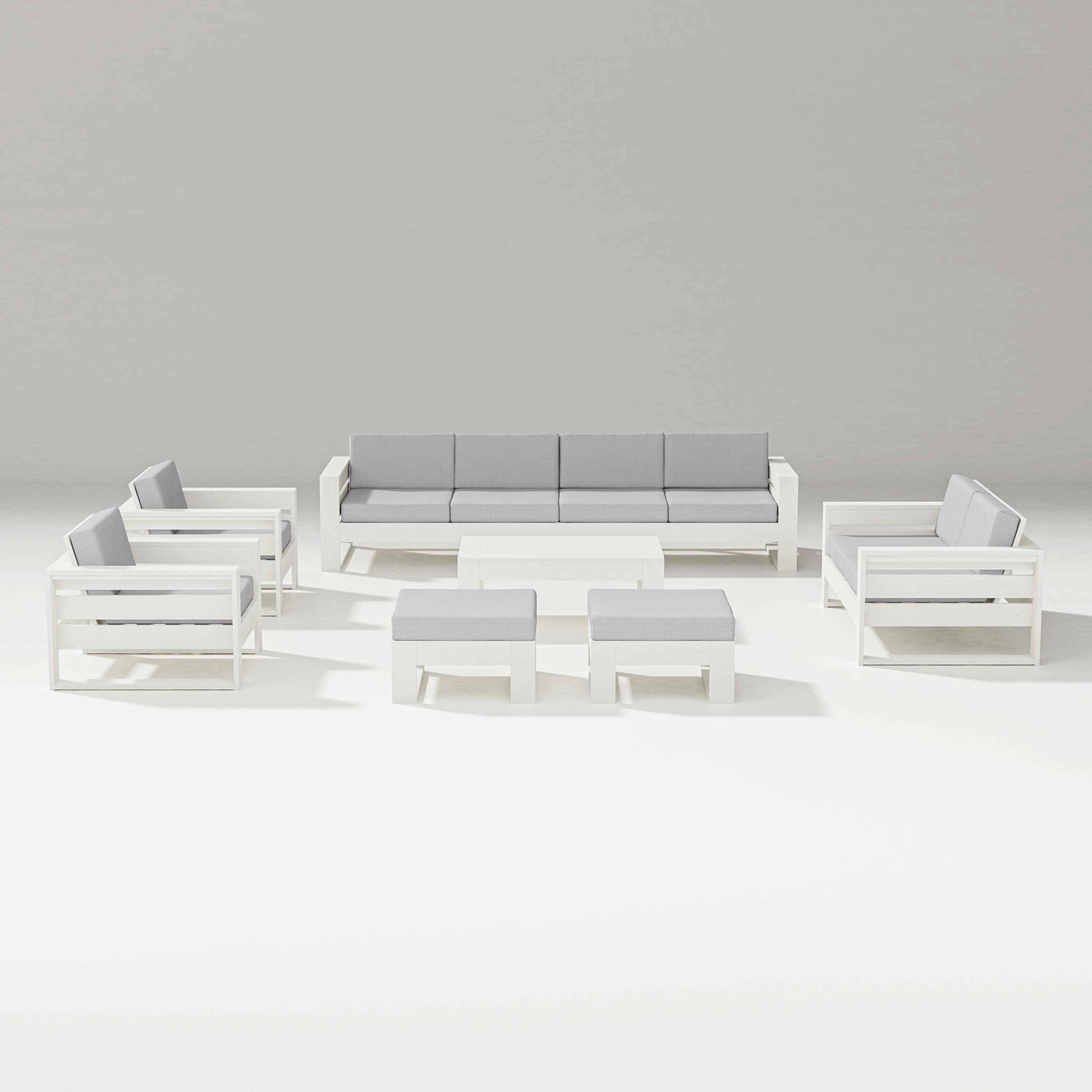 Latitude 8-Piece Lounge Sofa Set in Vintage White / Granite