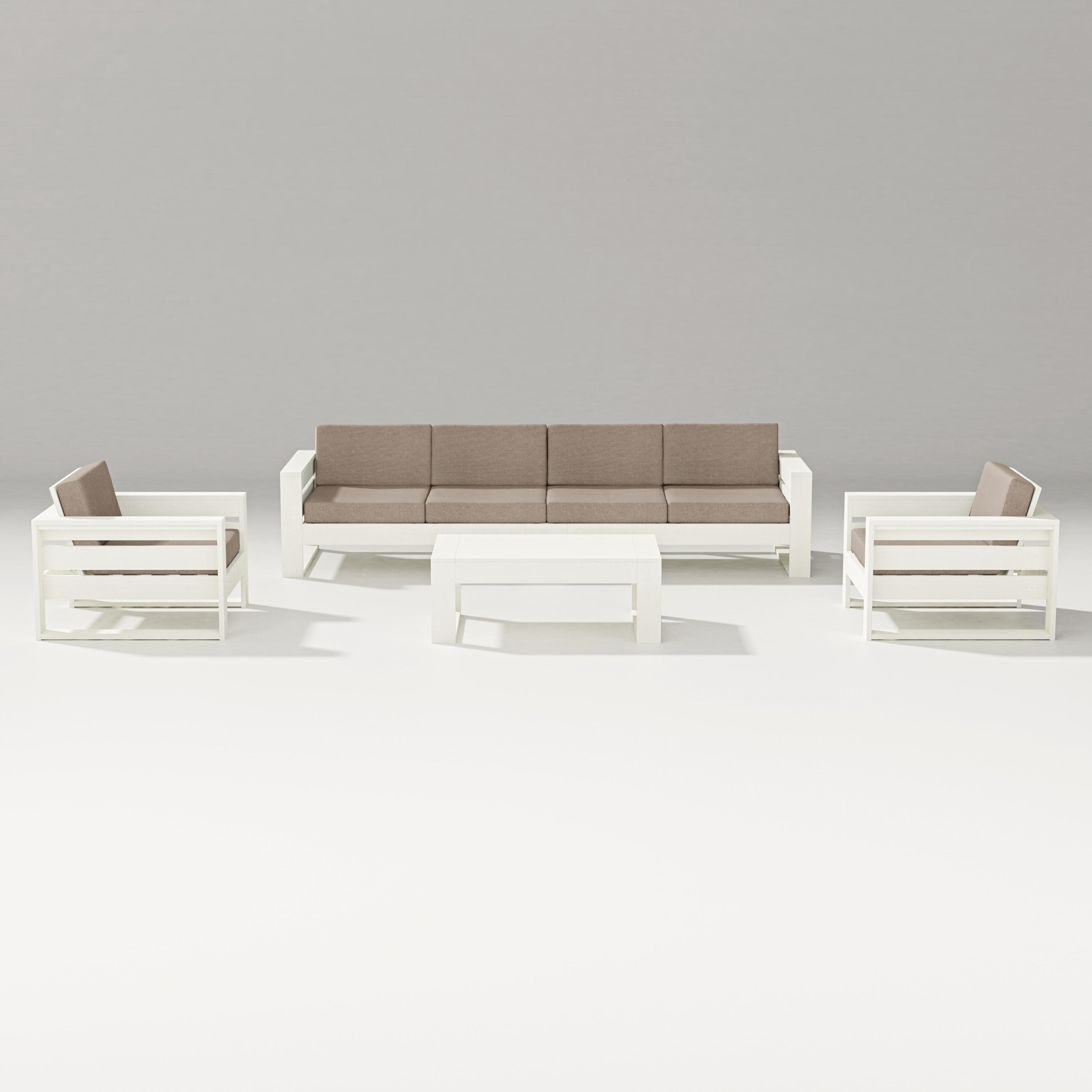 Latitude 5-Piece Lounge Sofa Set in Vintage White / Spiced Burlap