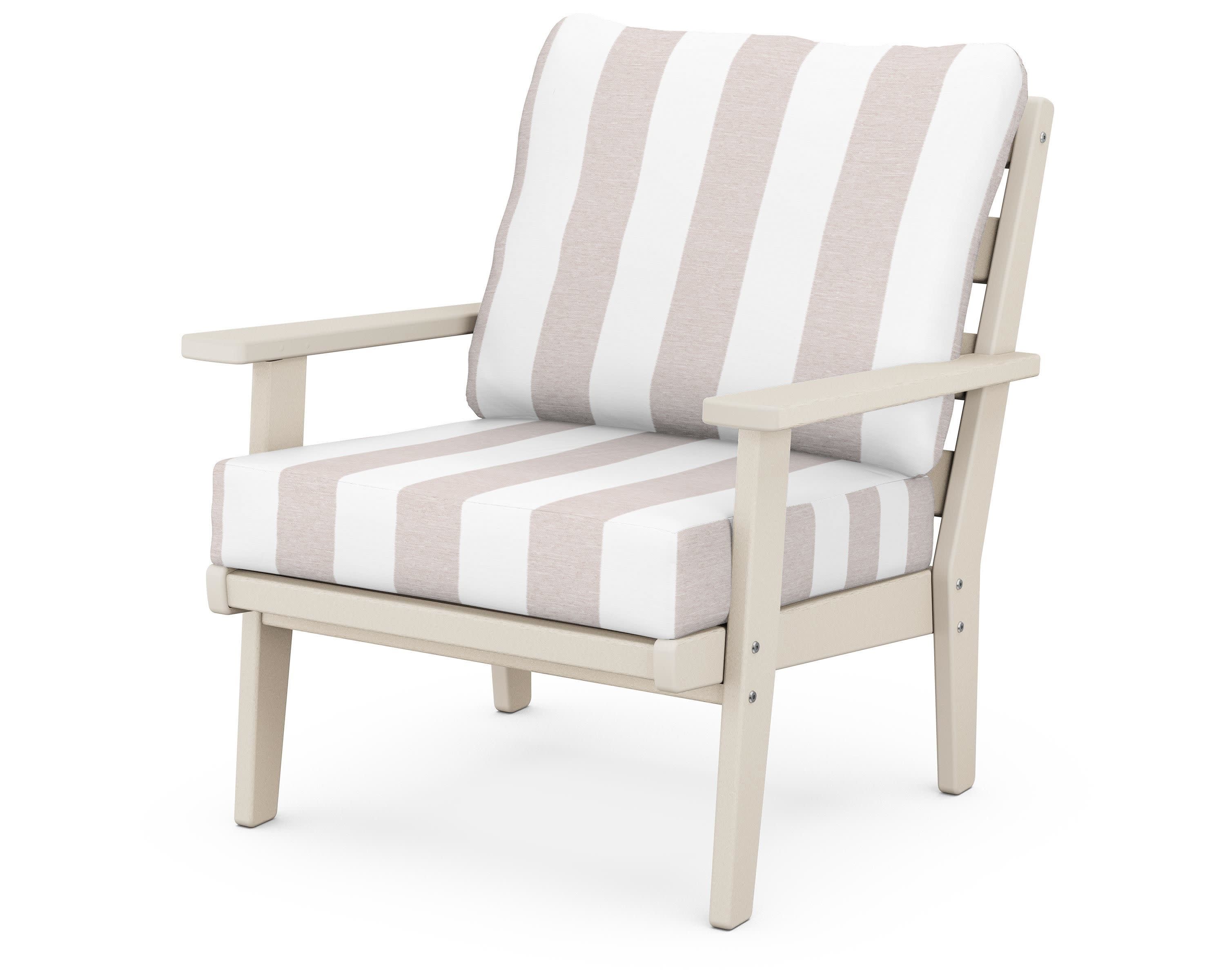 Grant Park Deep Seating Chair in Sand / Cabana Stripe Dune Burlap