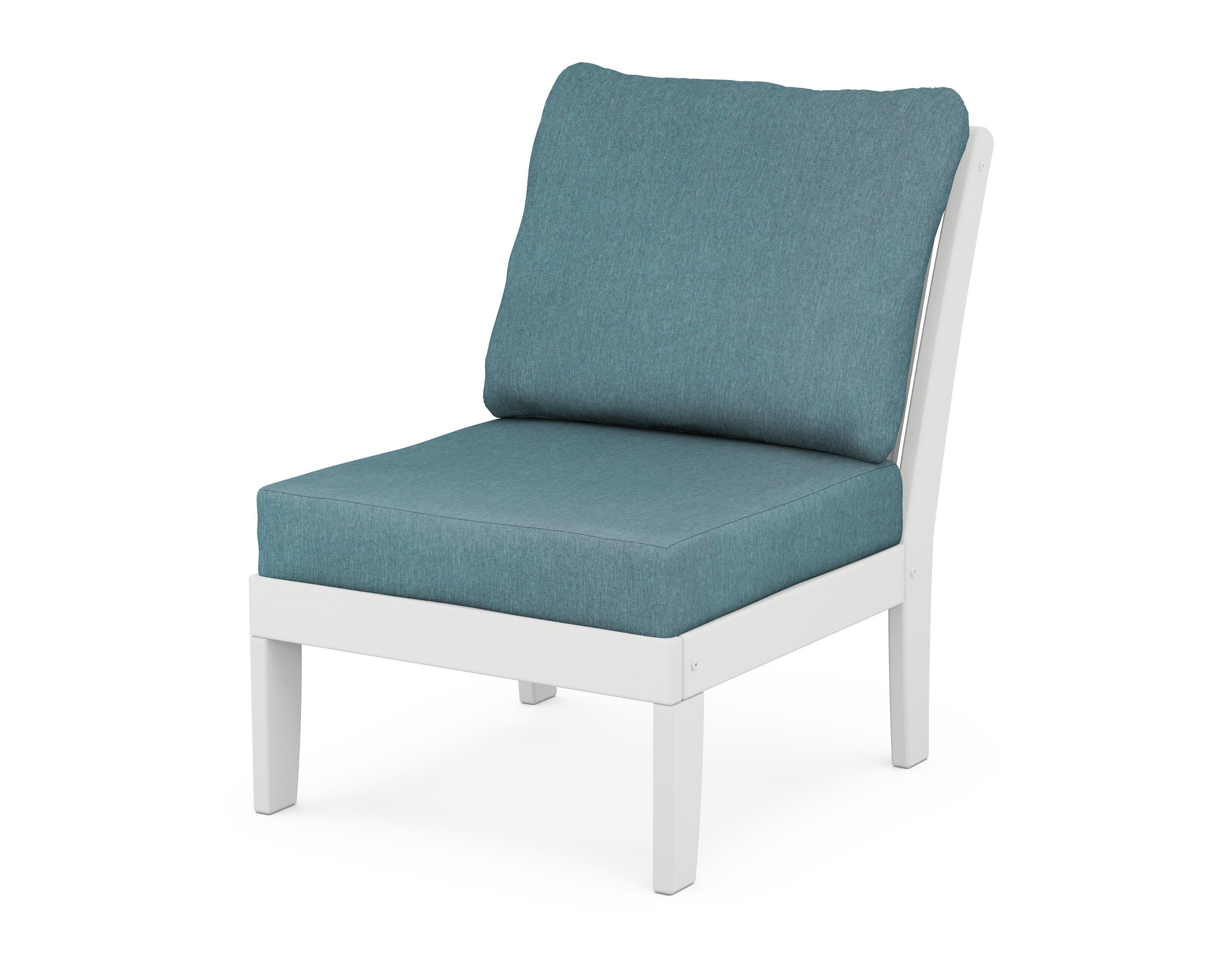Braxton Modular Armless Chair in White / Ocean Teal