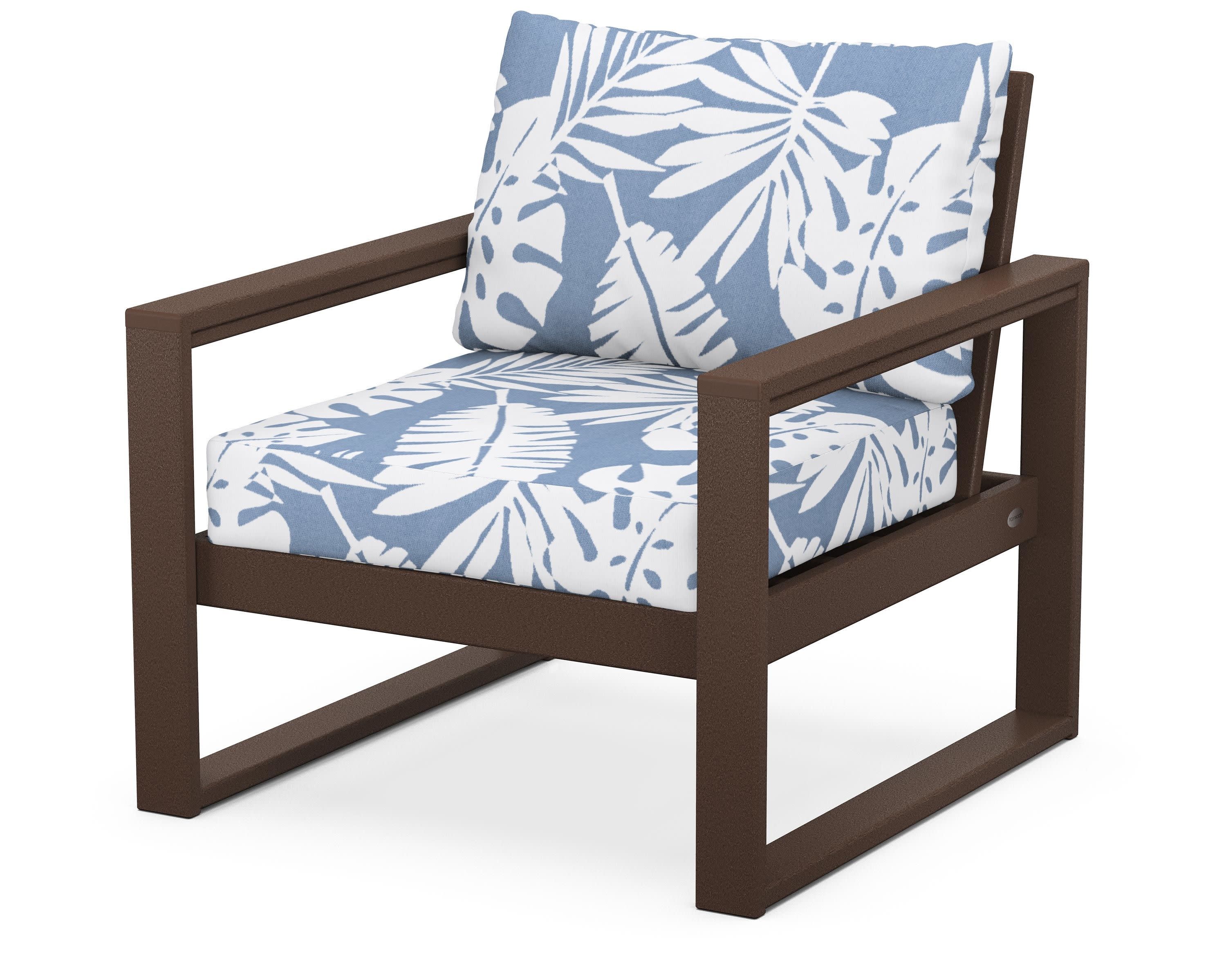 EDGE Club Chair in Mahogany / Leaf Sky Blue
