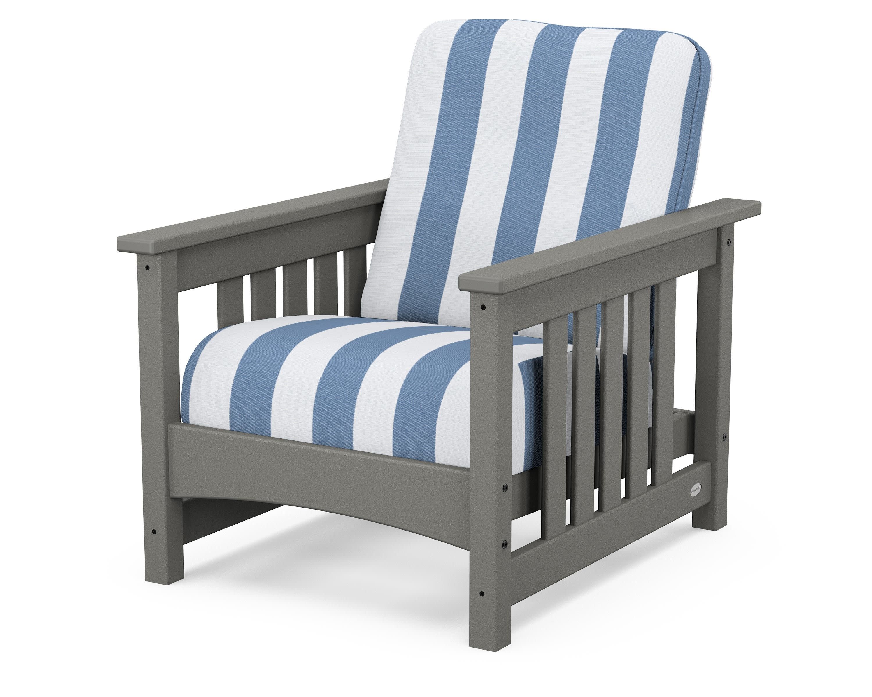 Club Mission Chair in Slate Grey / Cabana Stripe Sky Blue