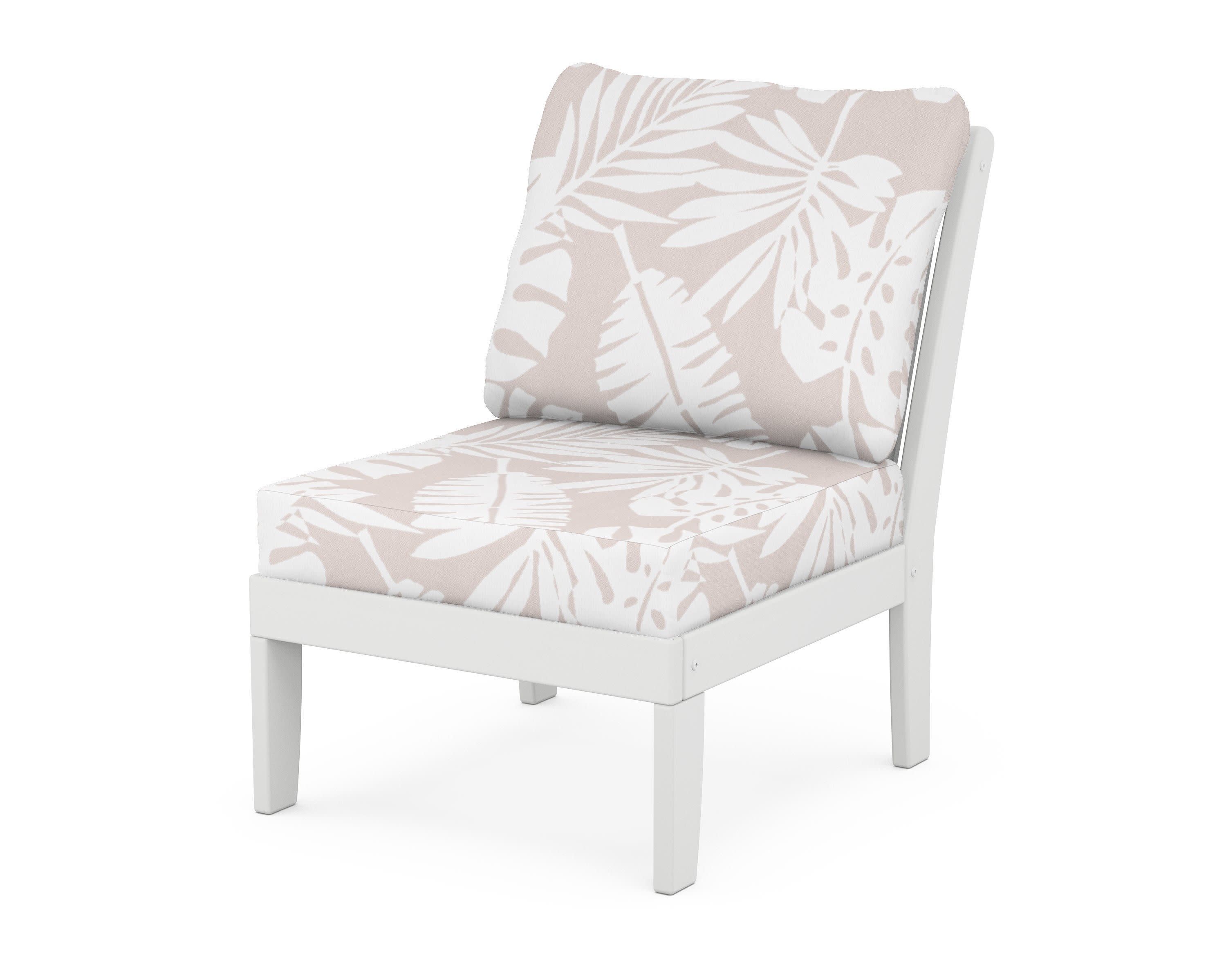Braxton Modular Armless Chair in White / Leaf Dune Burlap