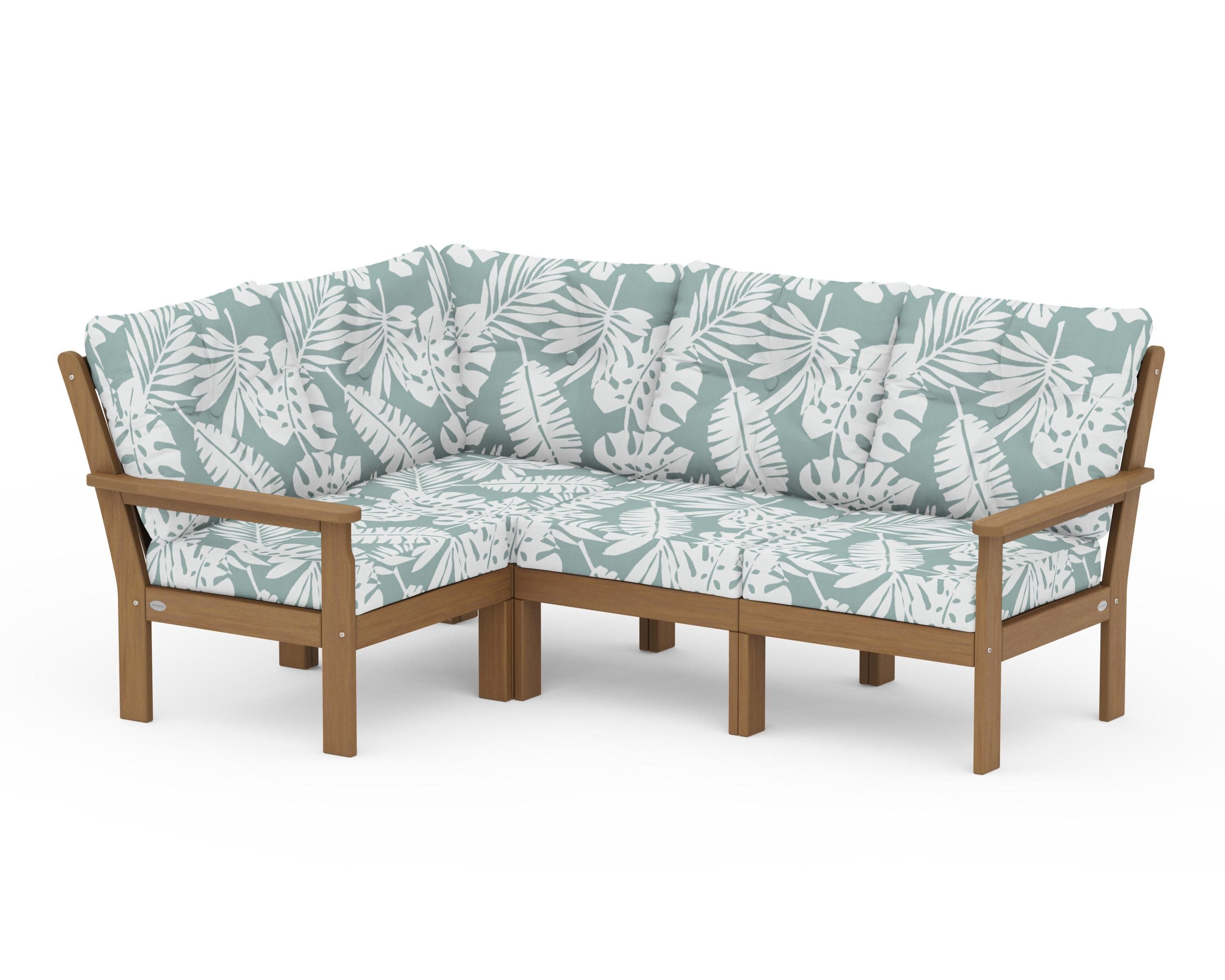 Vineyard 4-Piece Sectional in Natural / Leaf Glacier Spa