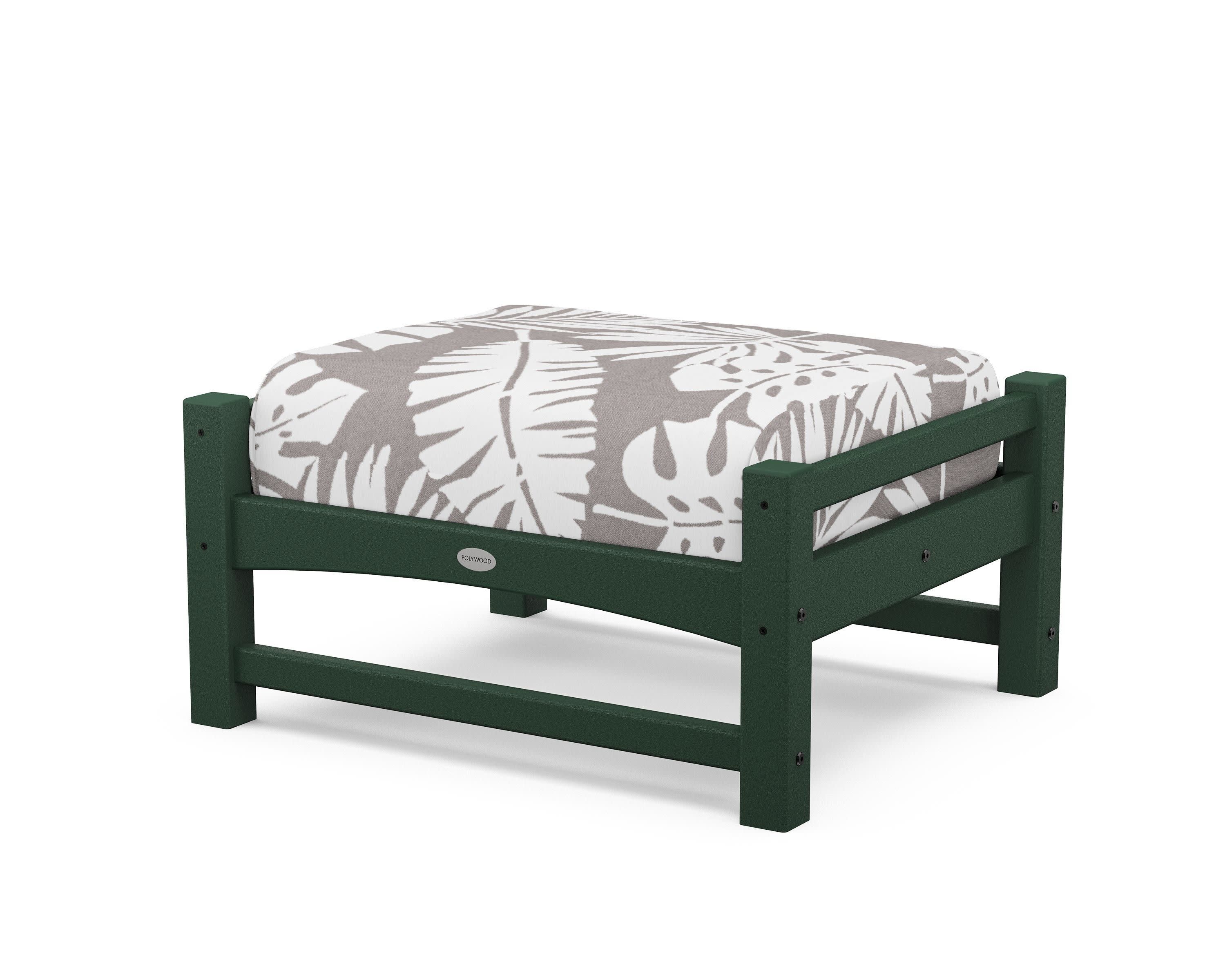 Club Ottoman in Green / Leaf Grey Mist