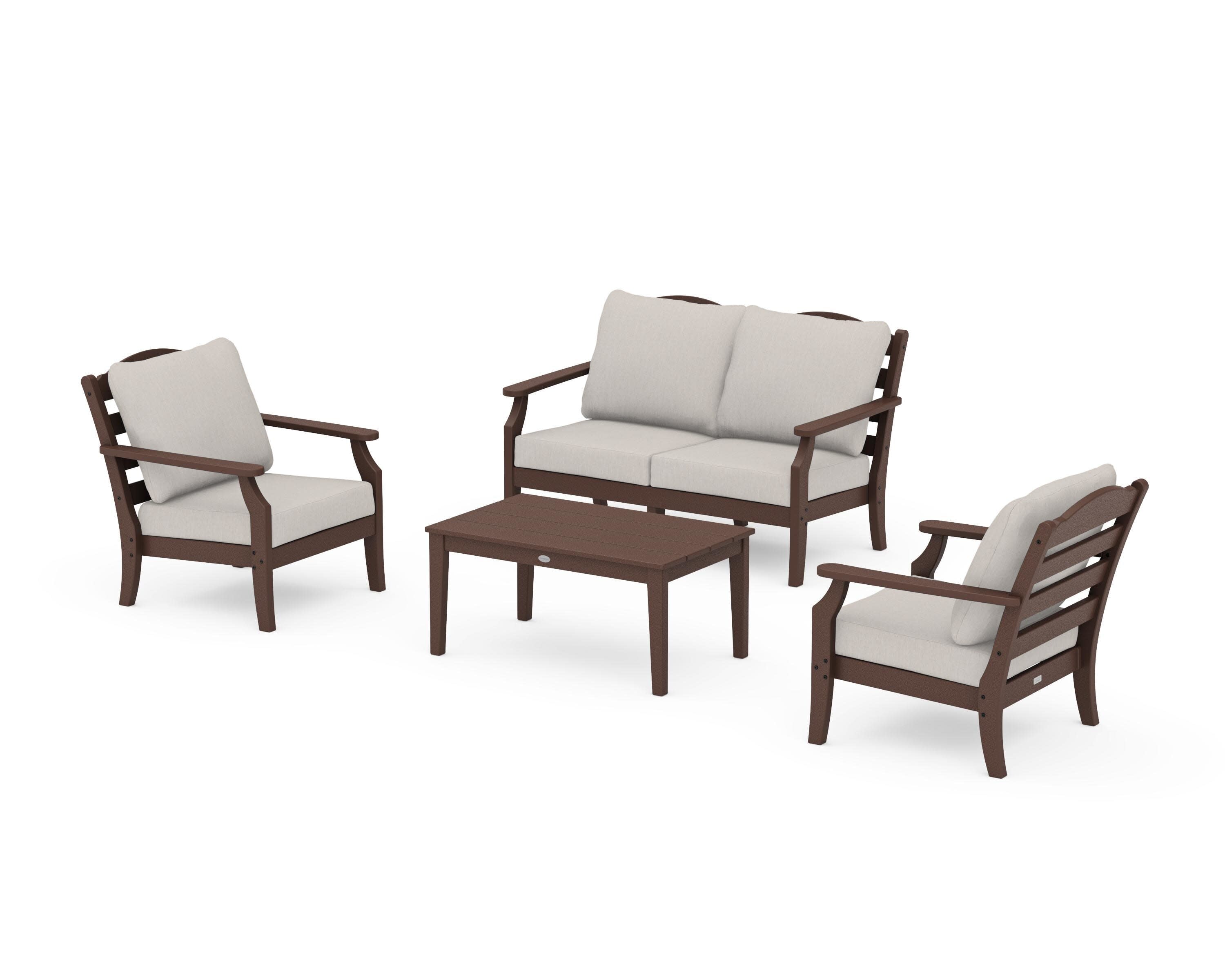 Savannah 4-Piece Deep Seating Set with Loveseat in Mahogany / Cast Ash