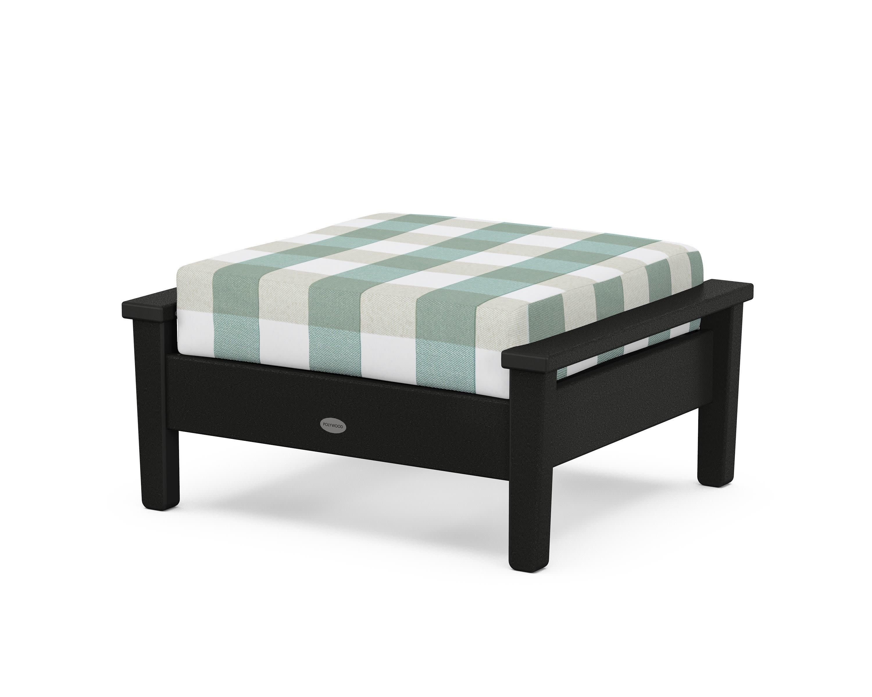 Prescott Deep Seating Ottoman in Black / Buffalo Plaid Glacier Spa