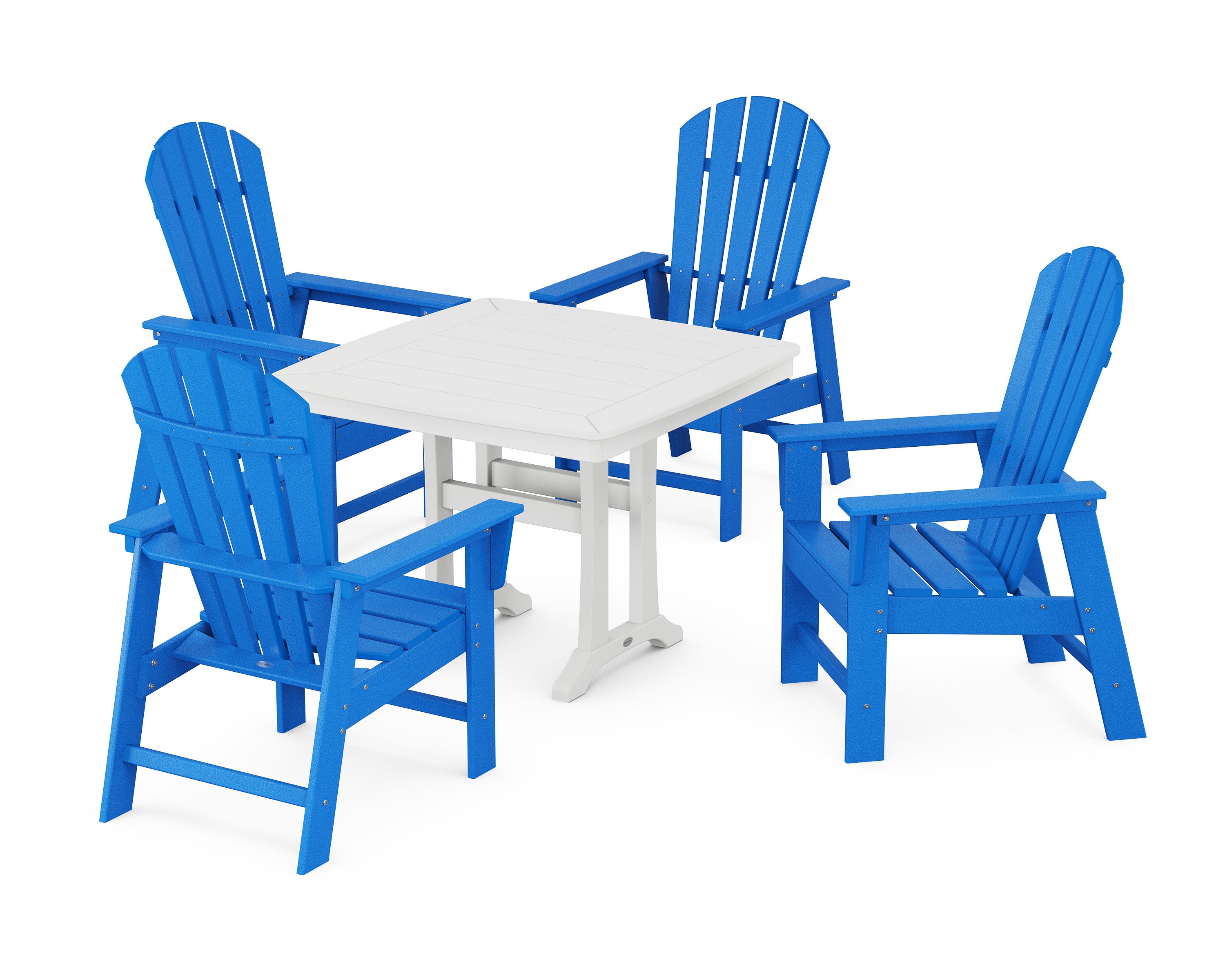 South Beach 5-Piece Dining Set with Trestle Legs in Pacific Blue / White