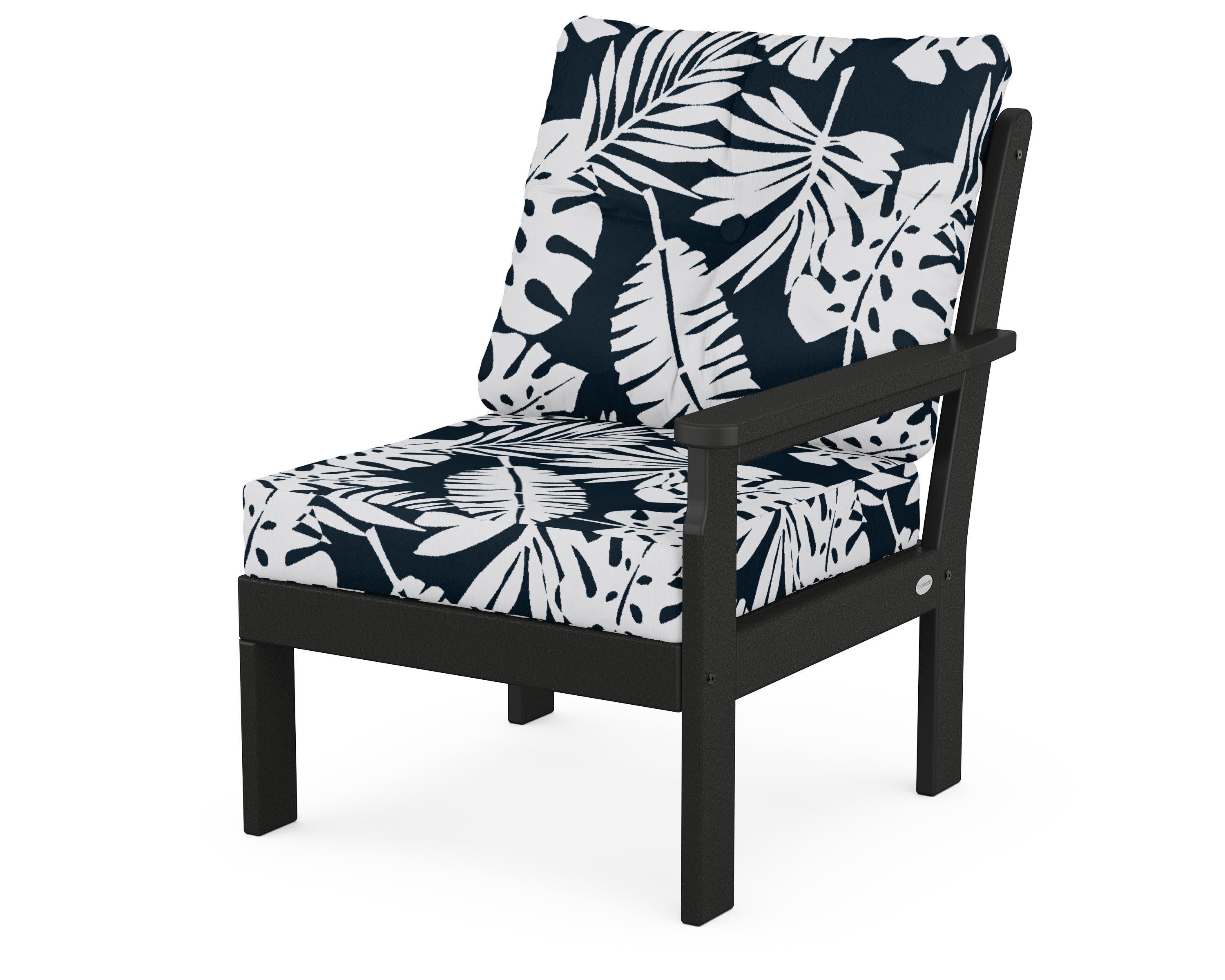 Vineyard Modular Right Arm Chair in Black / Leaf Marine Indigo