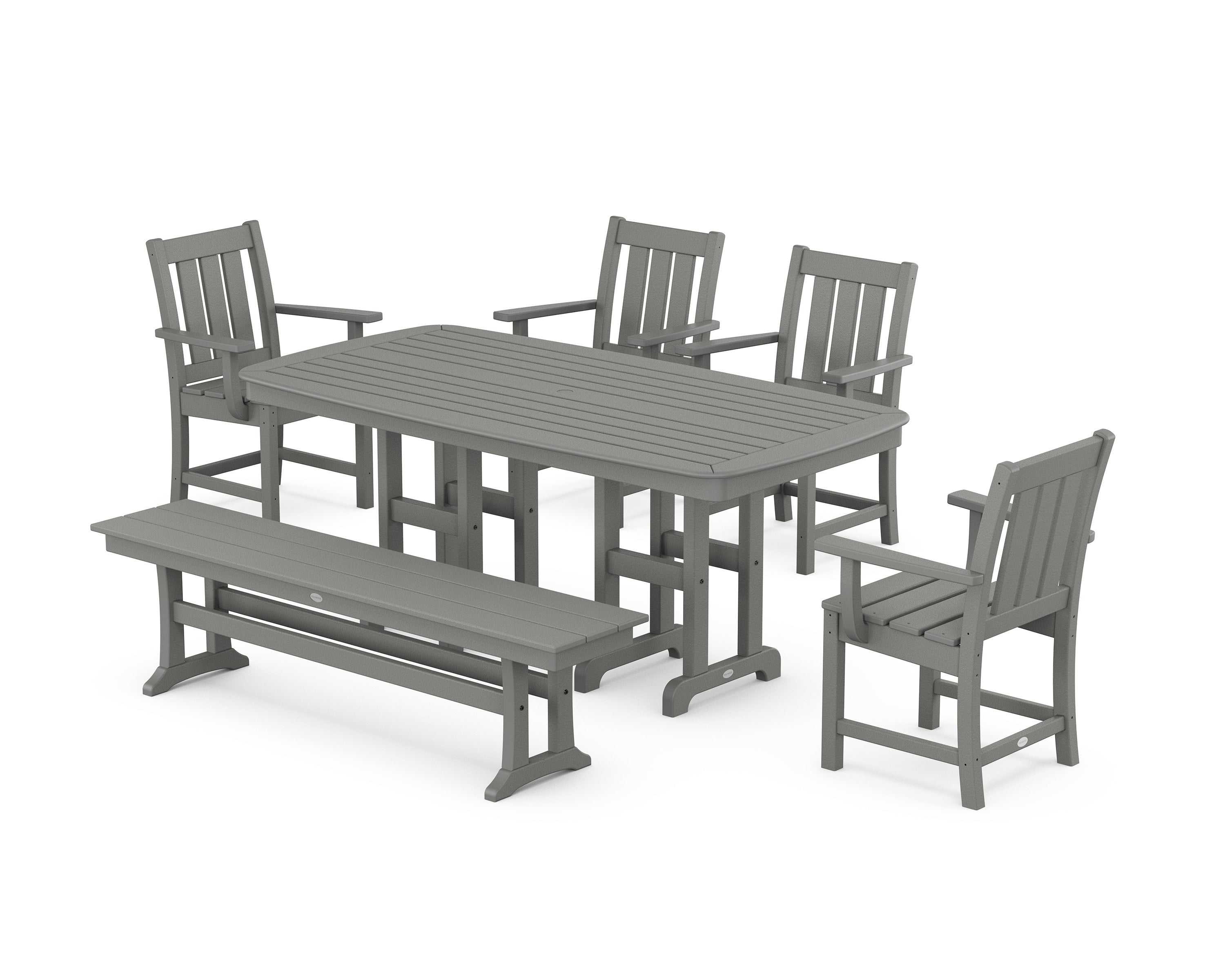 Oxford 6-Piece Dining Set with Bench in Slate Grey