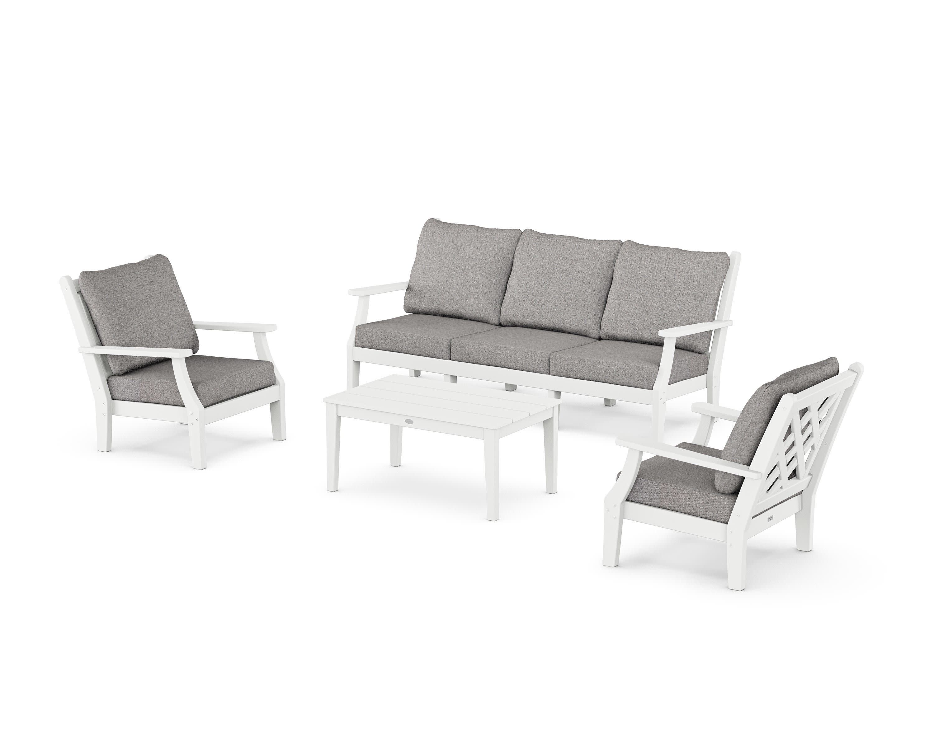 Wovendale 4-Piece Deep Seating Set with Sofa in White / Grey Mist