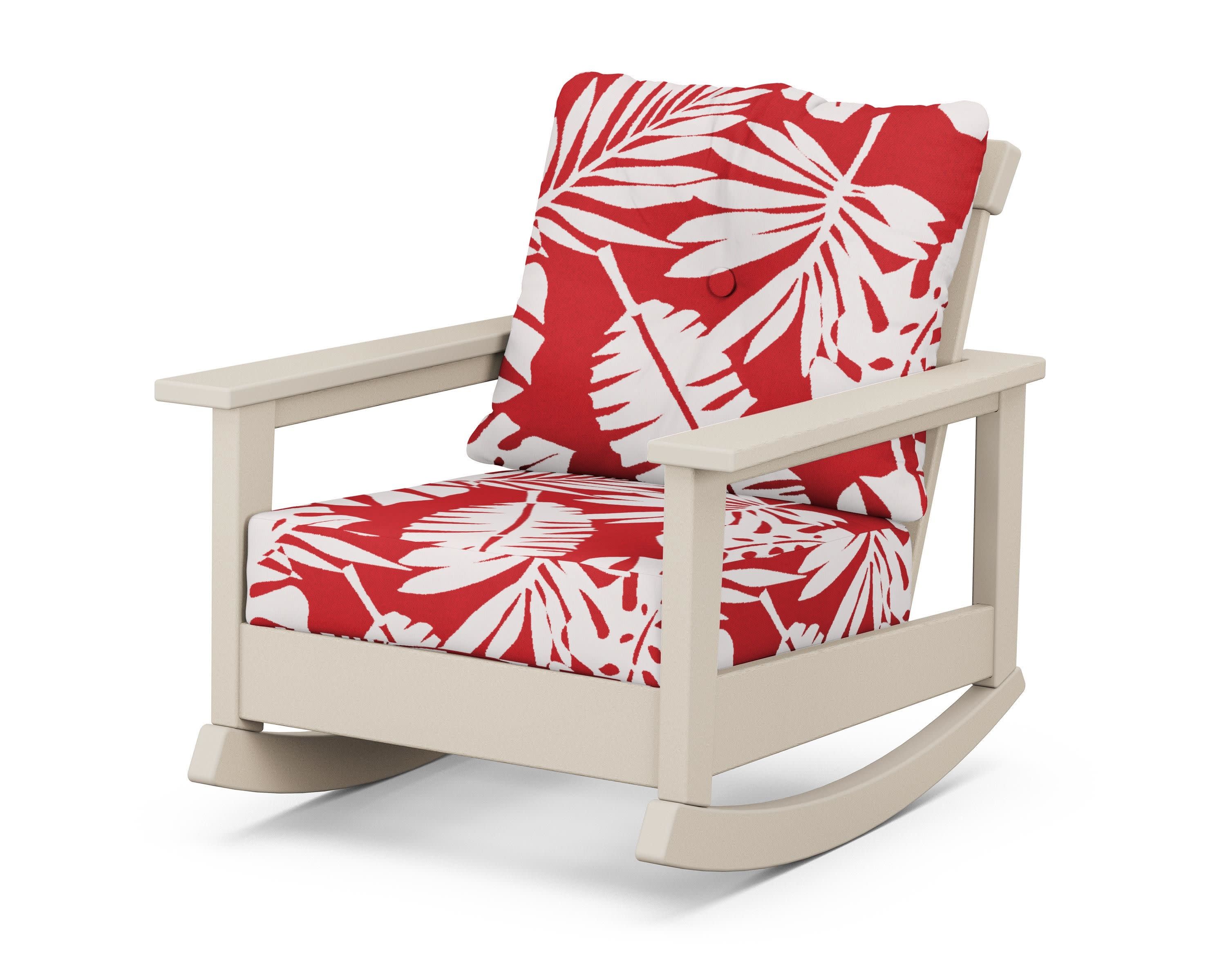 Prescott Deep Seating Rocking Chair in Sand / Leaf Crimson
