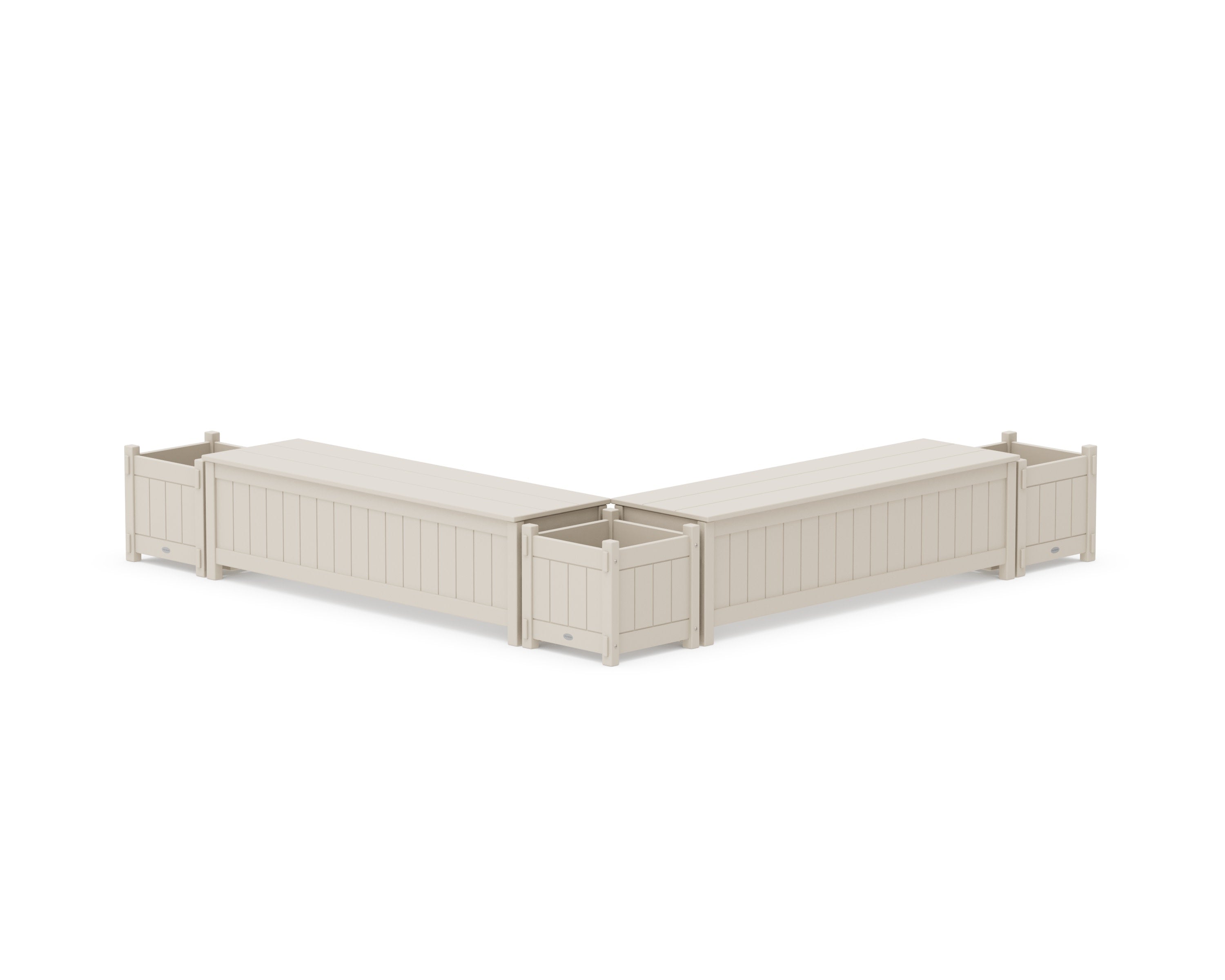 60" Vineyard L- Shaped Planter Storage Bench Corner Set in Sand