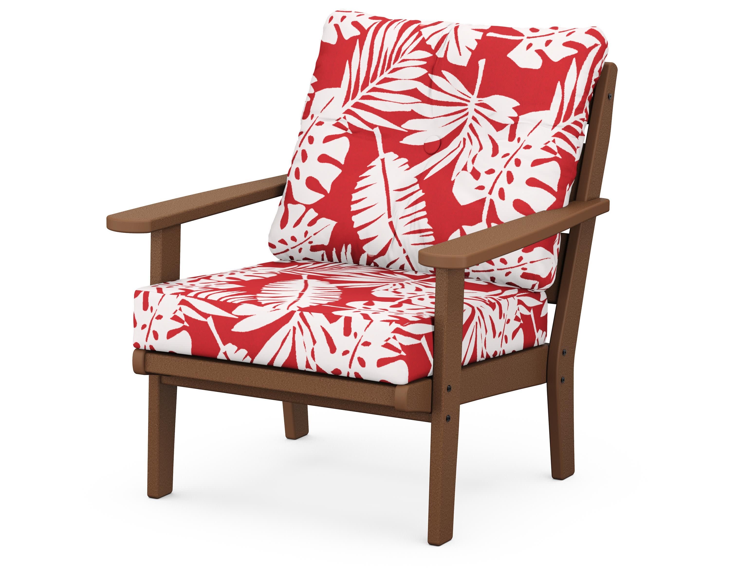 Lakeside Deep Seating Chair in Teak / Leaf Crimson