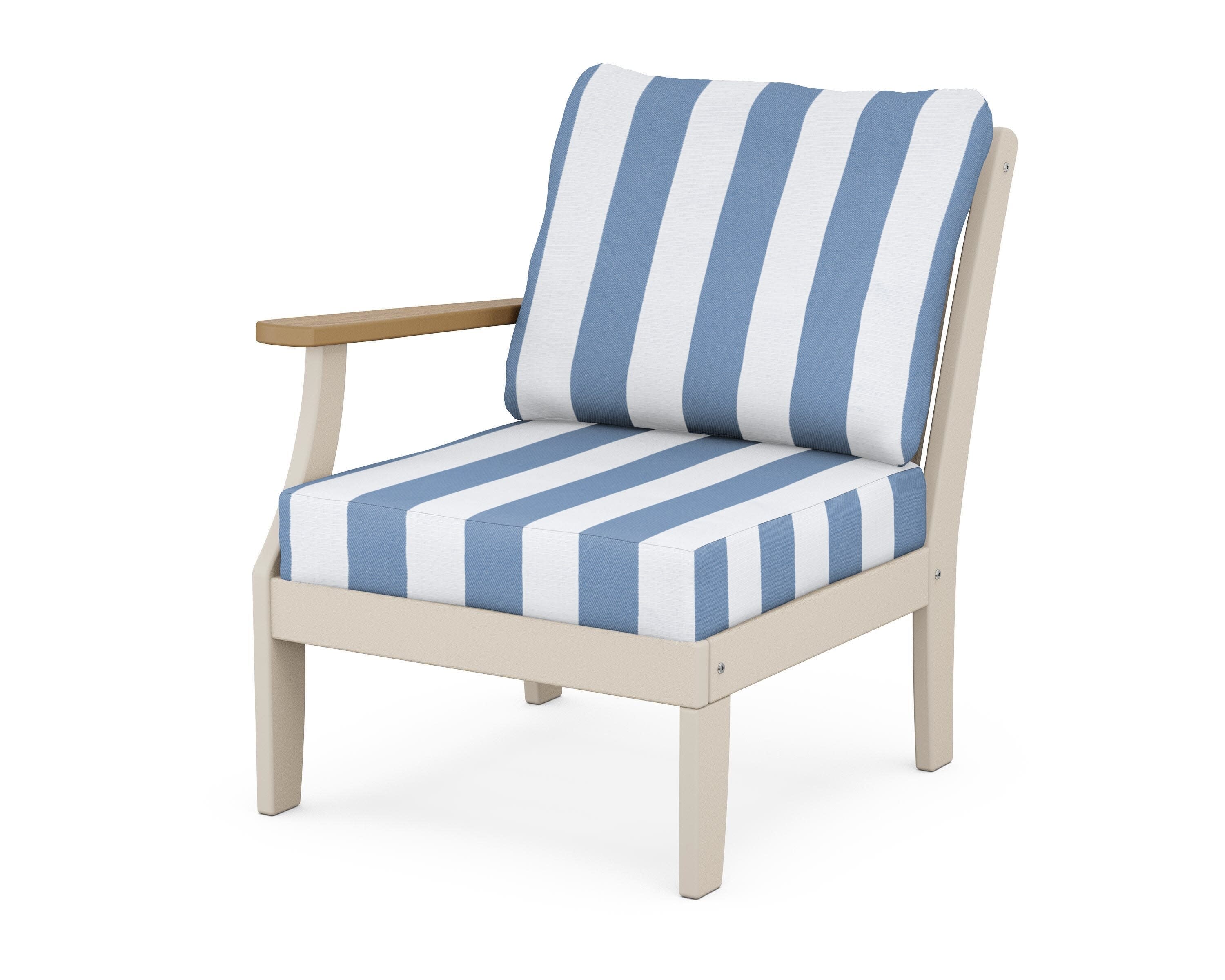 Braxton Modular Left Arm Chair in Sand / Natural / Cabana Stripe Sky Blue