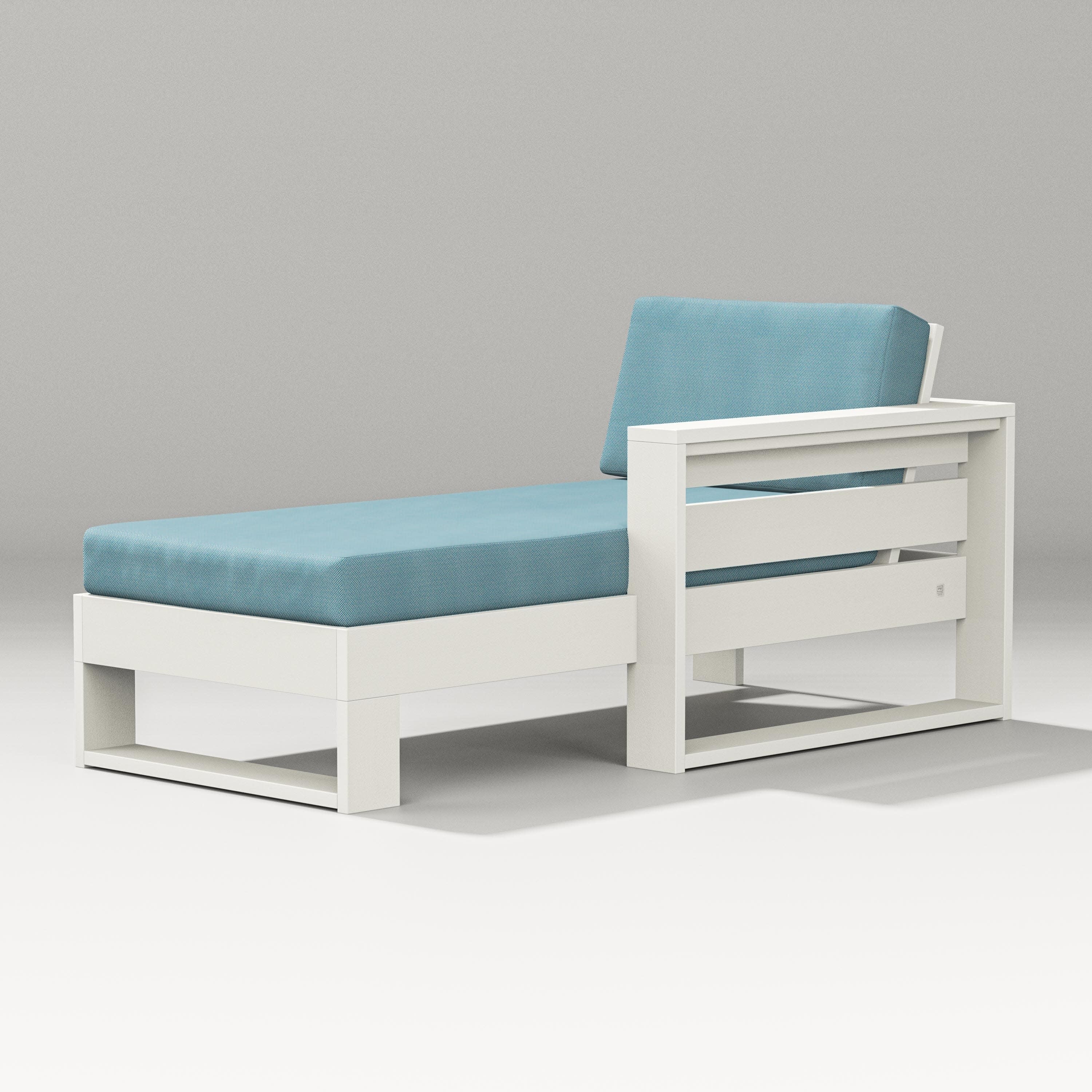 Latitude Modular Right Arm Chaise in Vintage White / Lattice Sky Blue