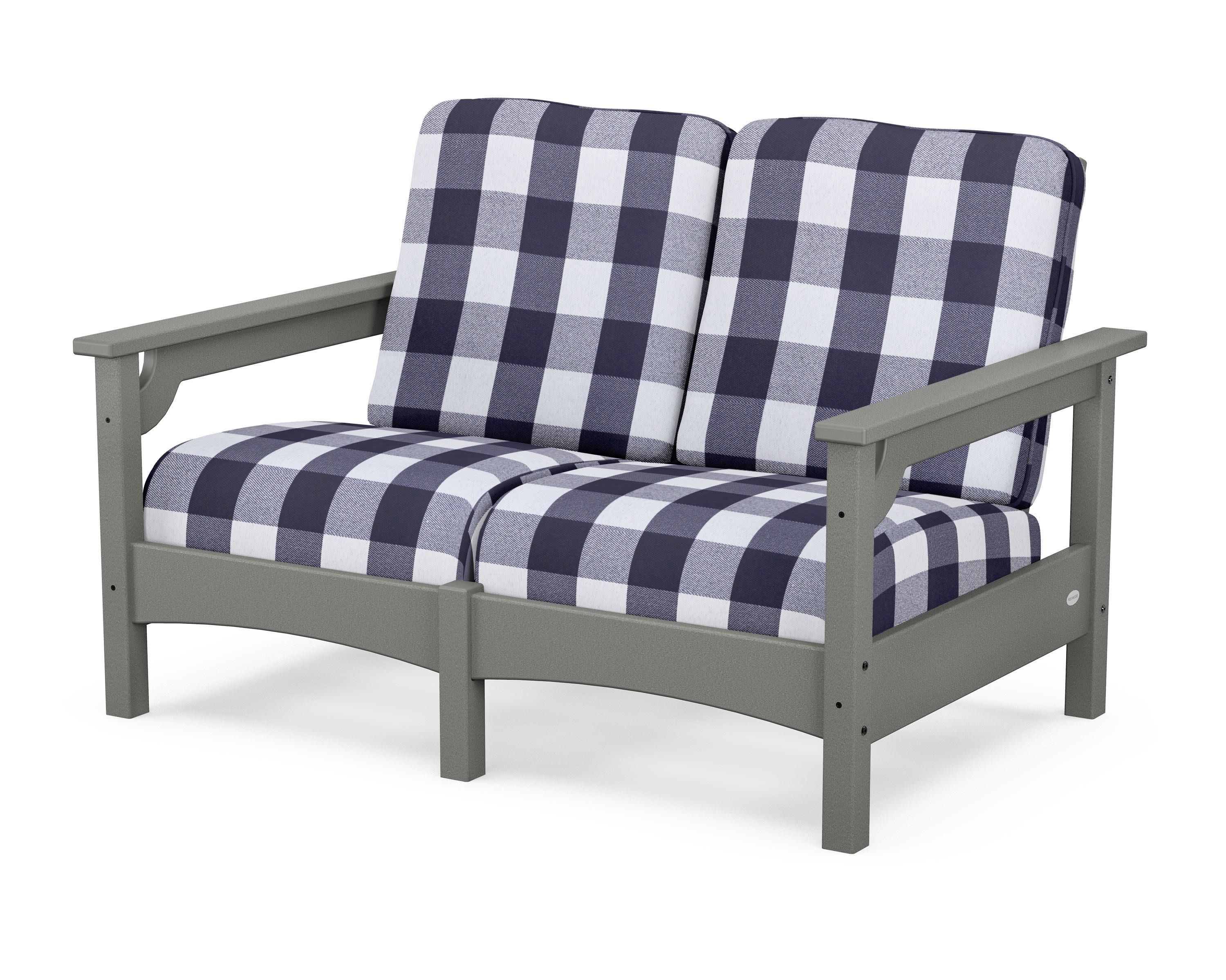Club Loveseat in Slate Grey / Buffalo Plaid Navy