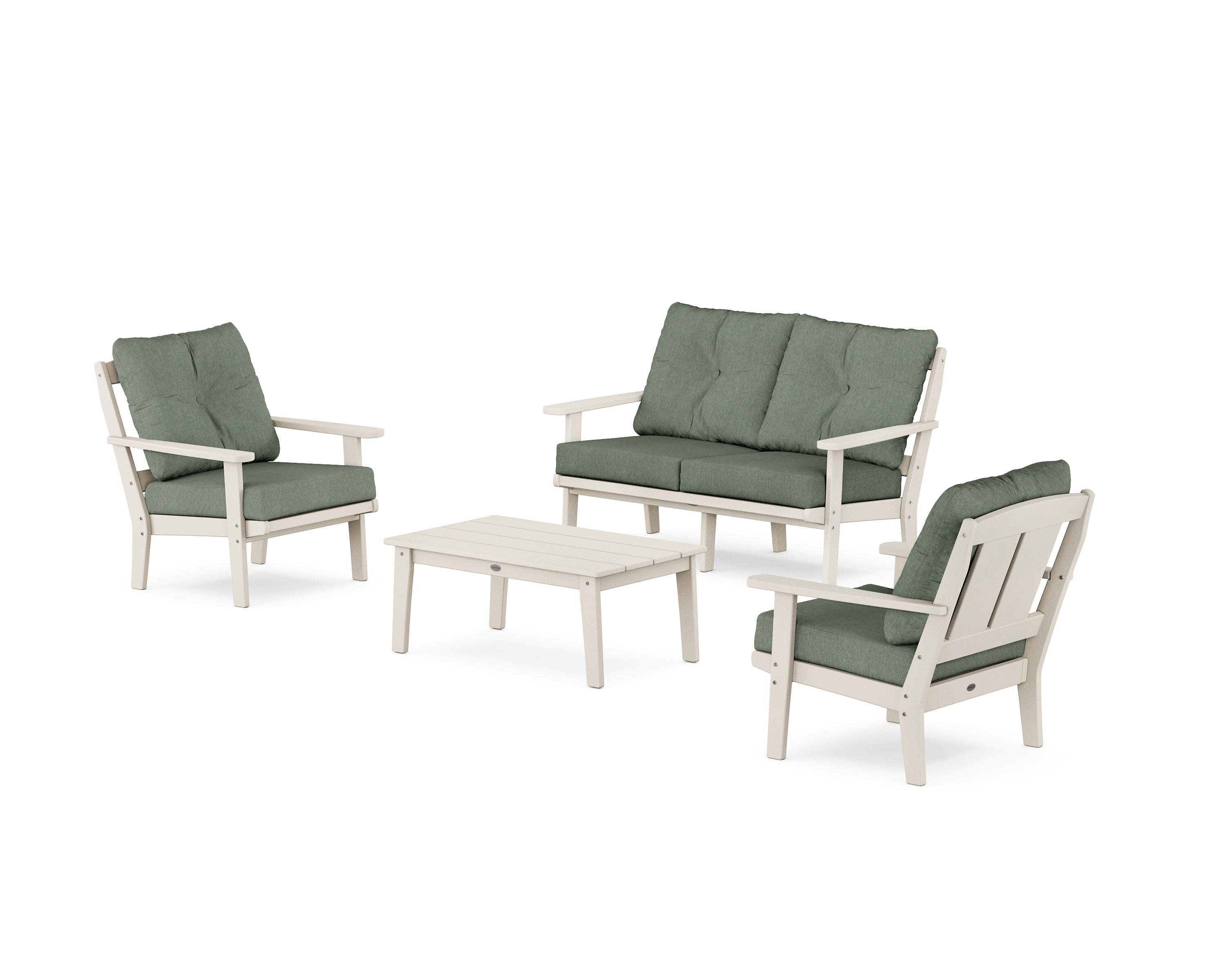 Mission 4-Piece Deep Seating Set with Loveseat in Sand / Cast Sage